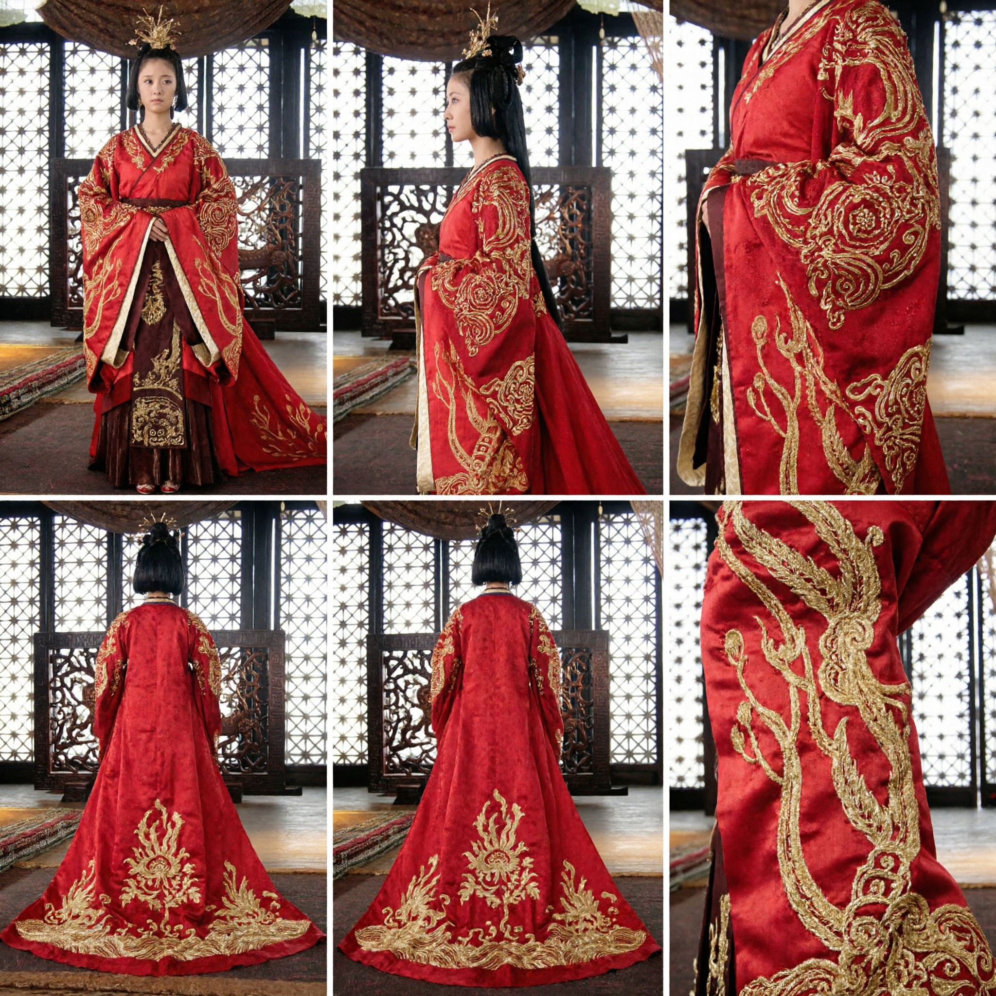 Traditional Chinese Ancient Empress Red Hanfu Costume with Gold Embroidery for Women Historical Performance - Asian Costume
