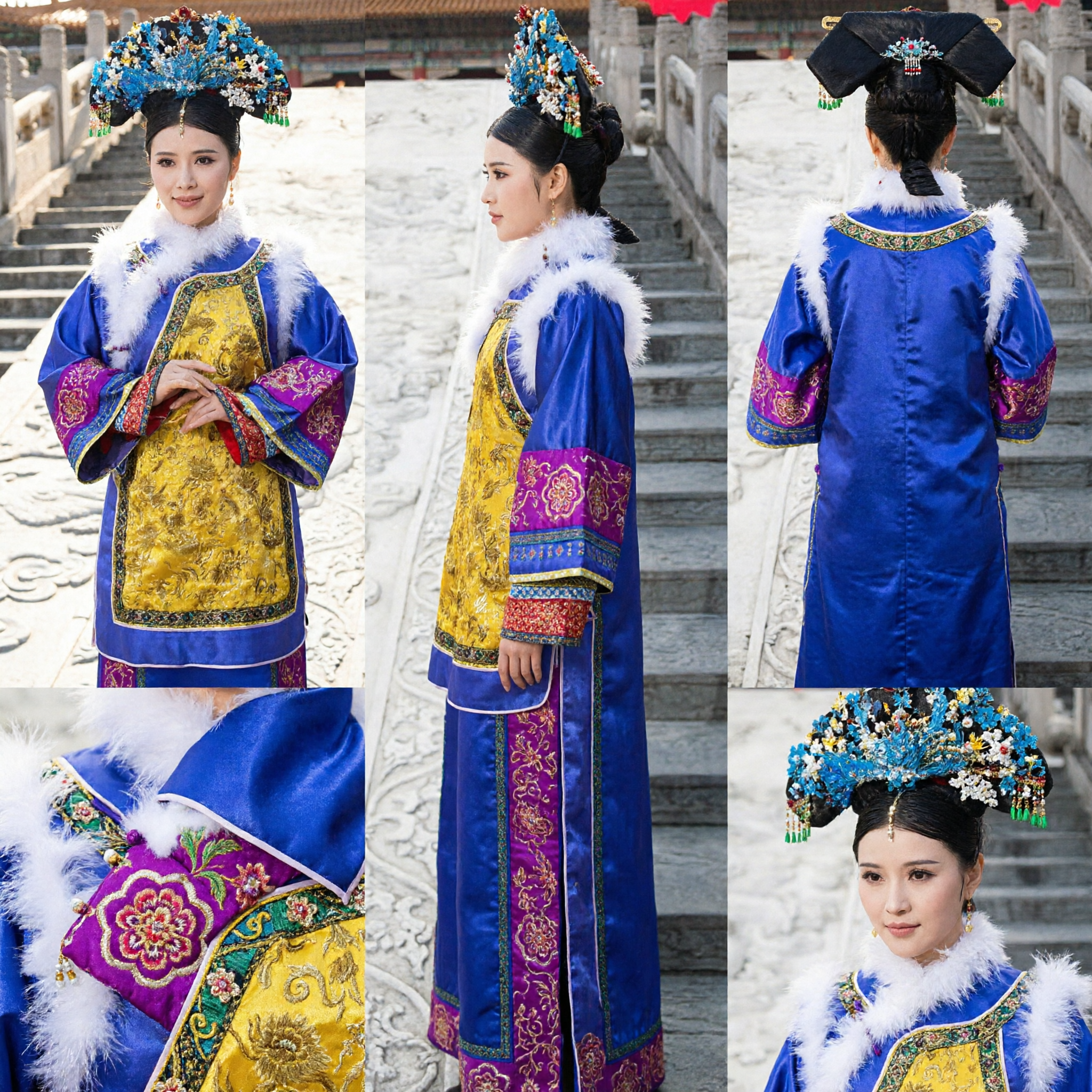 Traditionele Chinese Qing Dynastie Mantsjoe Prinsessen Kostuum Oude Keizerlijke Concubine Geborduurde Gewaad voor Vrouwen - Asian Costume