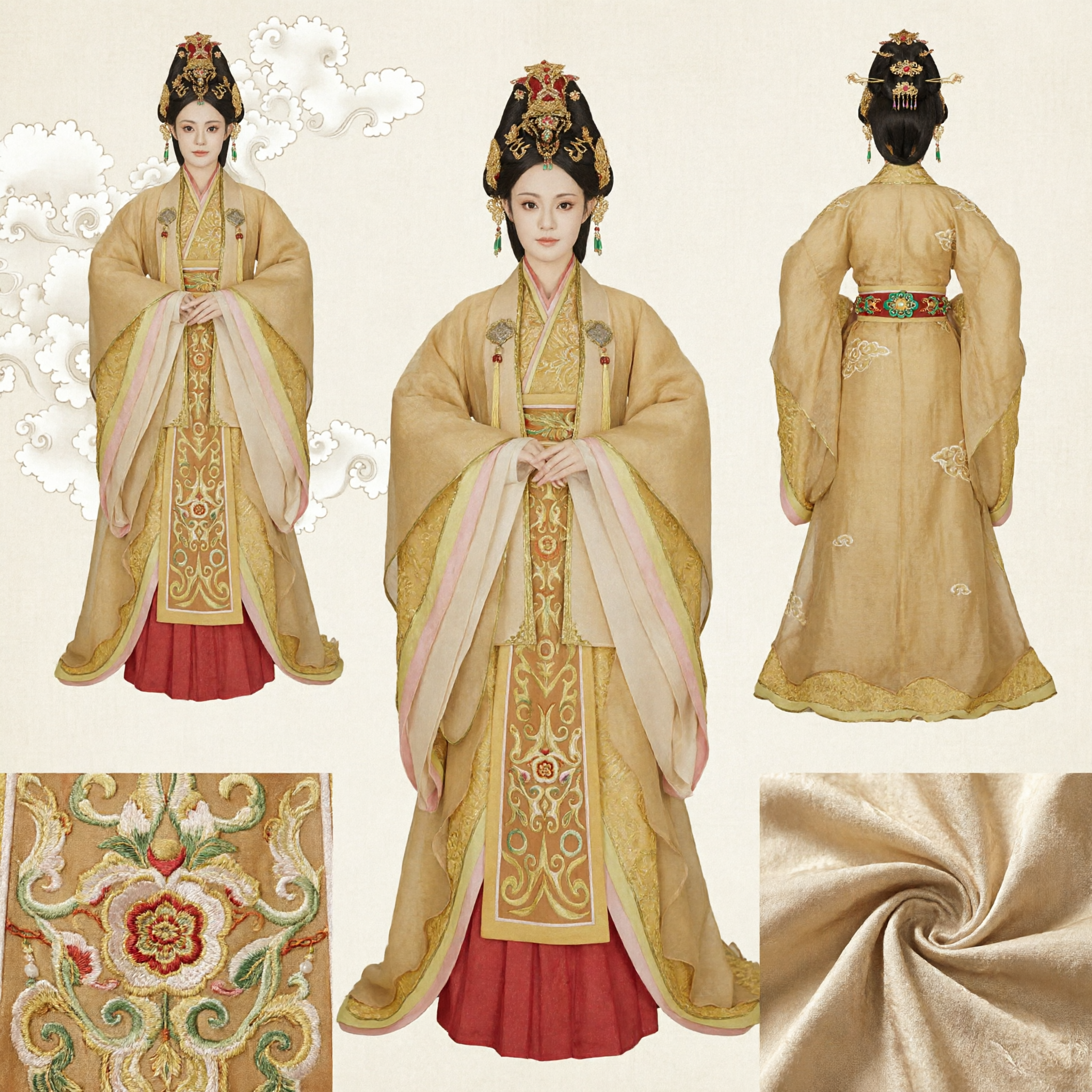 Traje de Emperatriz China Antigua, Túnica Hanfu Amarilla Bordada, Conjunto Completo para Cosplay de Drama Histórico para Mujeres - Asian Costume
