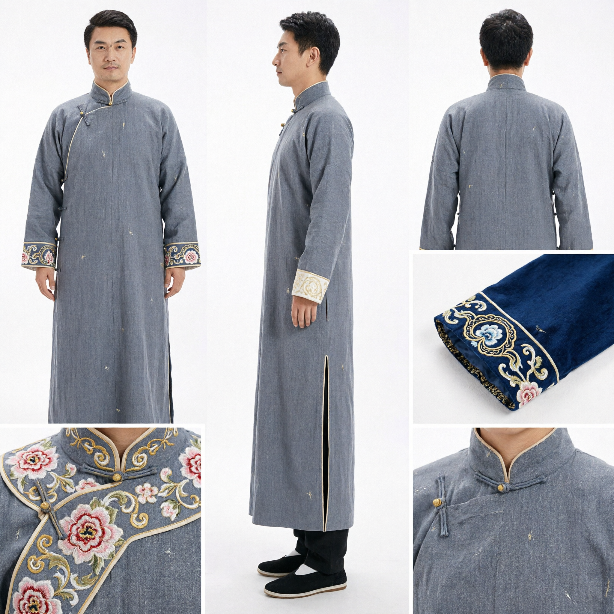 Traditionelles chinesisches Familienporträt-Kleidungsset, Vater Changshan, Mutter Qipao, Kinder Tang-Anzüge für Fotoshootings - Asian Costume