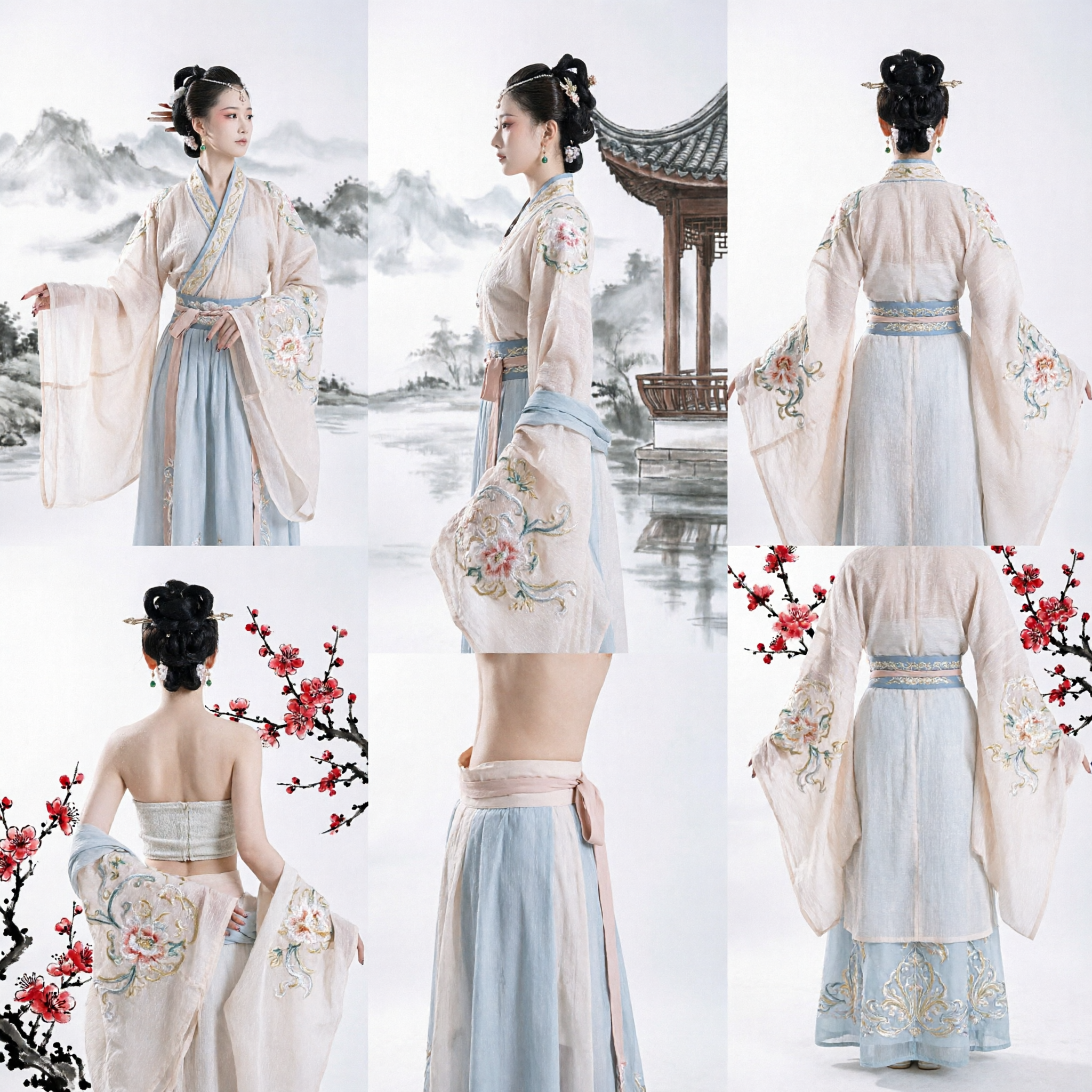 Traje Elegante Branco para Dança Clássica Chinesa, Hanfu Tradicional de Fada com Longas Fitas para Performance Feminina - Asian Costume