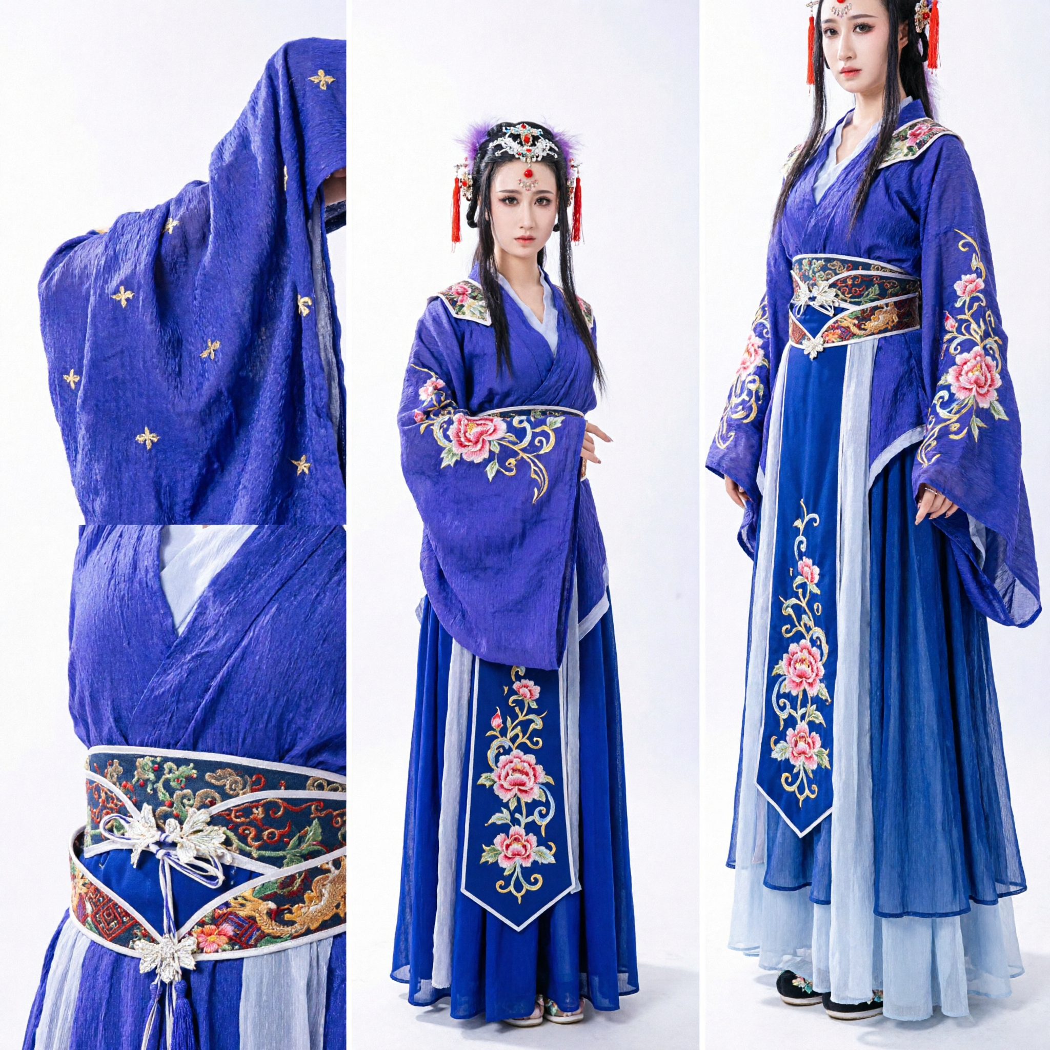 Costume Tradizionale Cinese Hanfu Blu Antica Veste da Fata per Donne Cosplay Spettacoli - Asian Costume