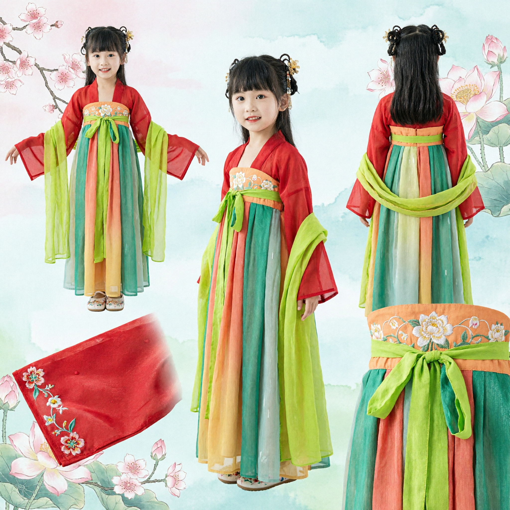 Vestido Hanfu Tradicional Chino para Niñas, Traje de Hada Antiguo de la Dinastía Tang, Ropa de Danza para Presentaciones - Asian Costume