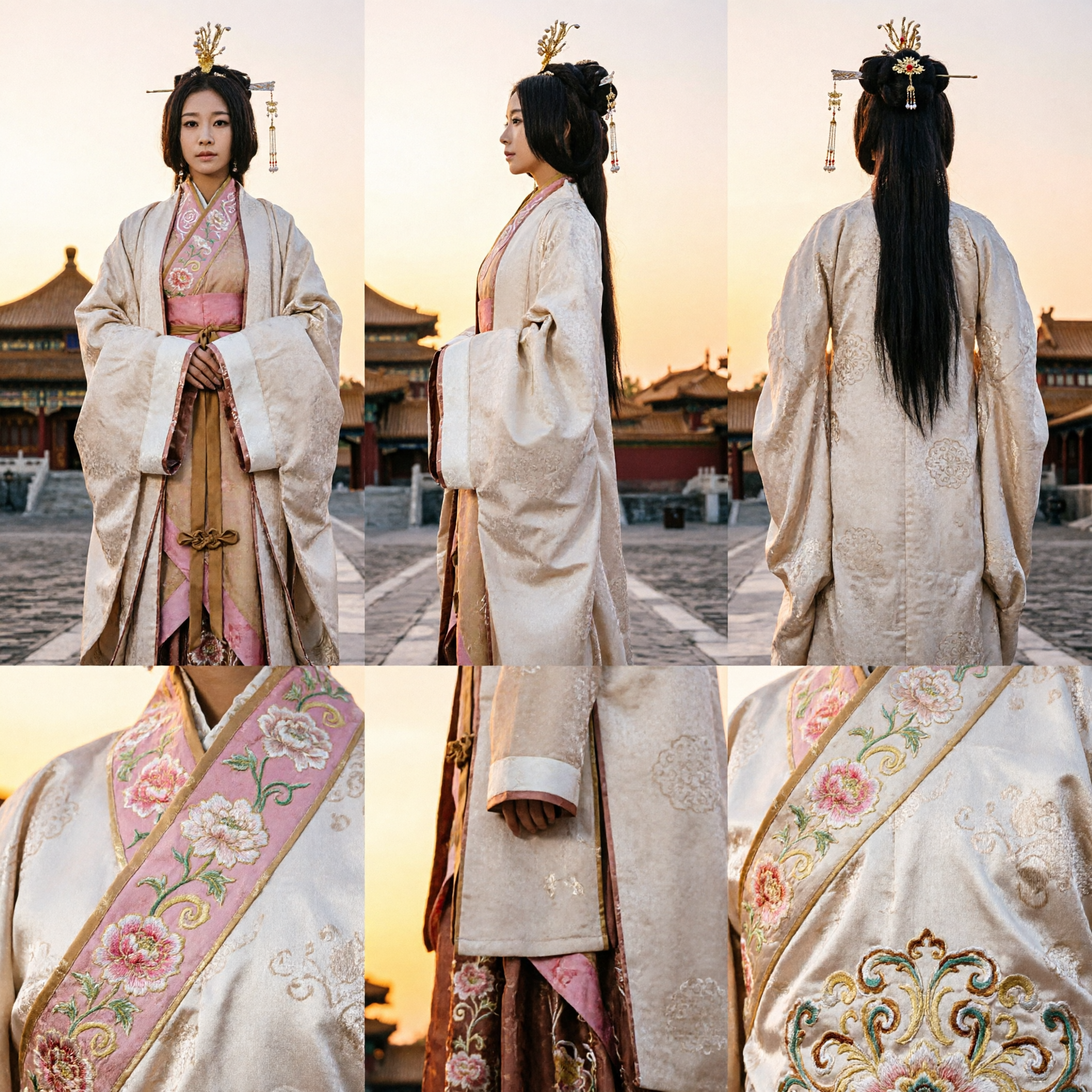 전통 중국 고대 한푸 의상 한나라 궁녀 흰 예복 여성 코스프레 - Asian Costume