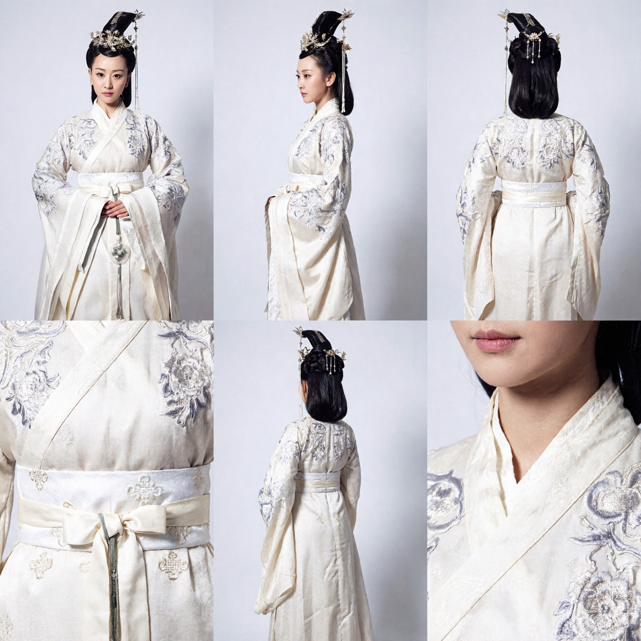 우아한 흰색 고대 중국 황후 한푸 의상 전통 궁녀 드레스 여성 역사 코스프레 공연 - Asian Costume