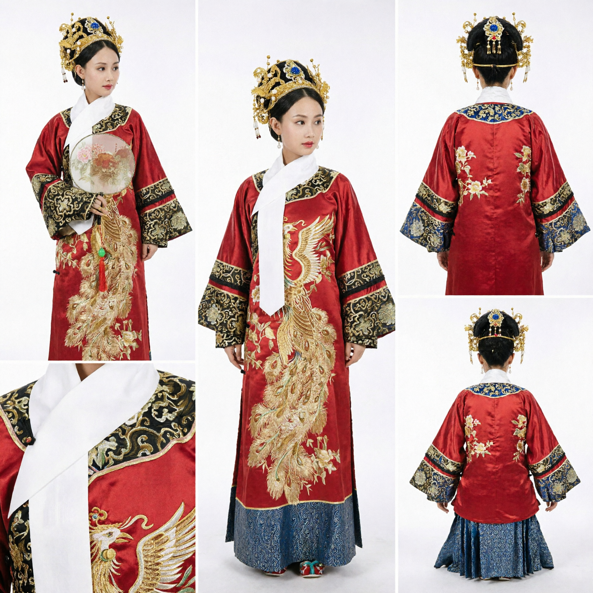 Vestido de Casamento Hanfu Vermelho da Dinastia Ming Chinesa Tradicional, Traje Antigo com Bordado de Fênix para Mulheres - Asian Costume