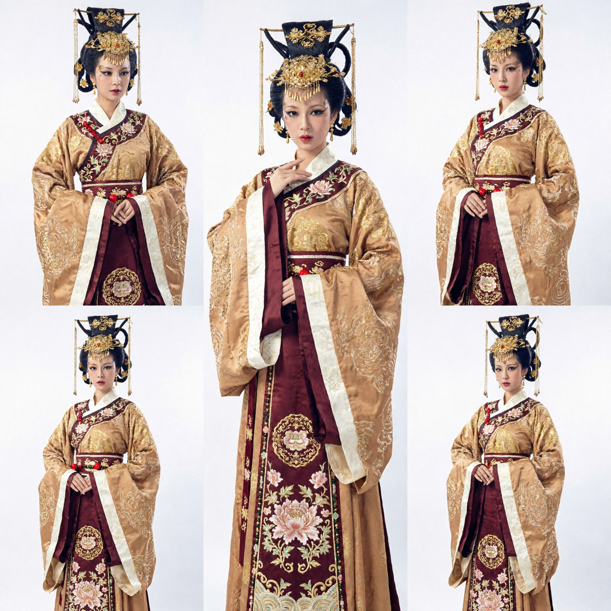 古代中国王女ハンフ（漢服）衣装 金刺繍ローブ 伝統的宮廷ドレス 女性用コスプレ・パフォーマンス - Asian Costume