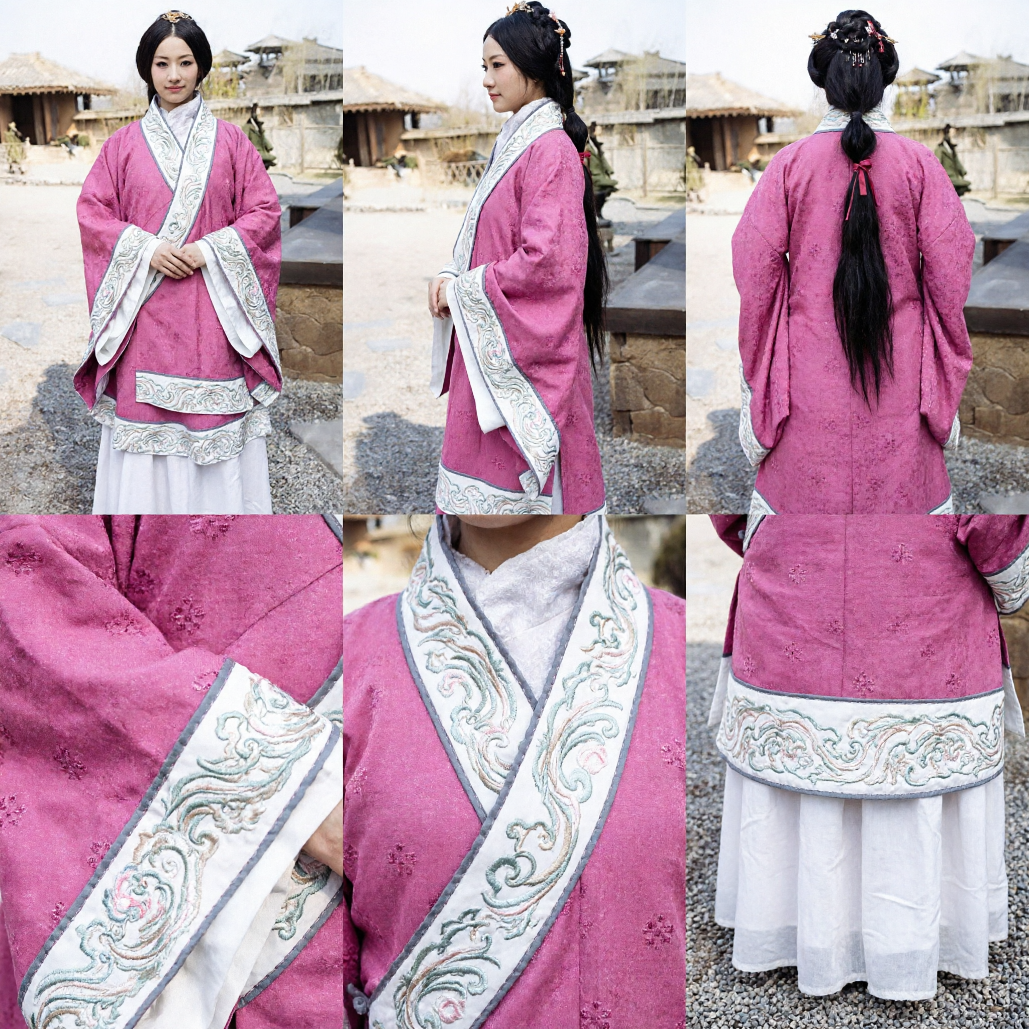 중국 전통 한푸 분홍색 고대 공주 로브 자수 의상 여성 코스프레 공연 드레스 - Asian Costume