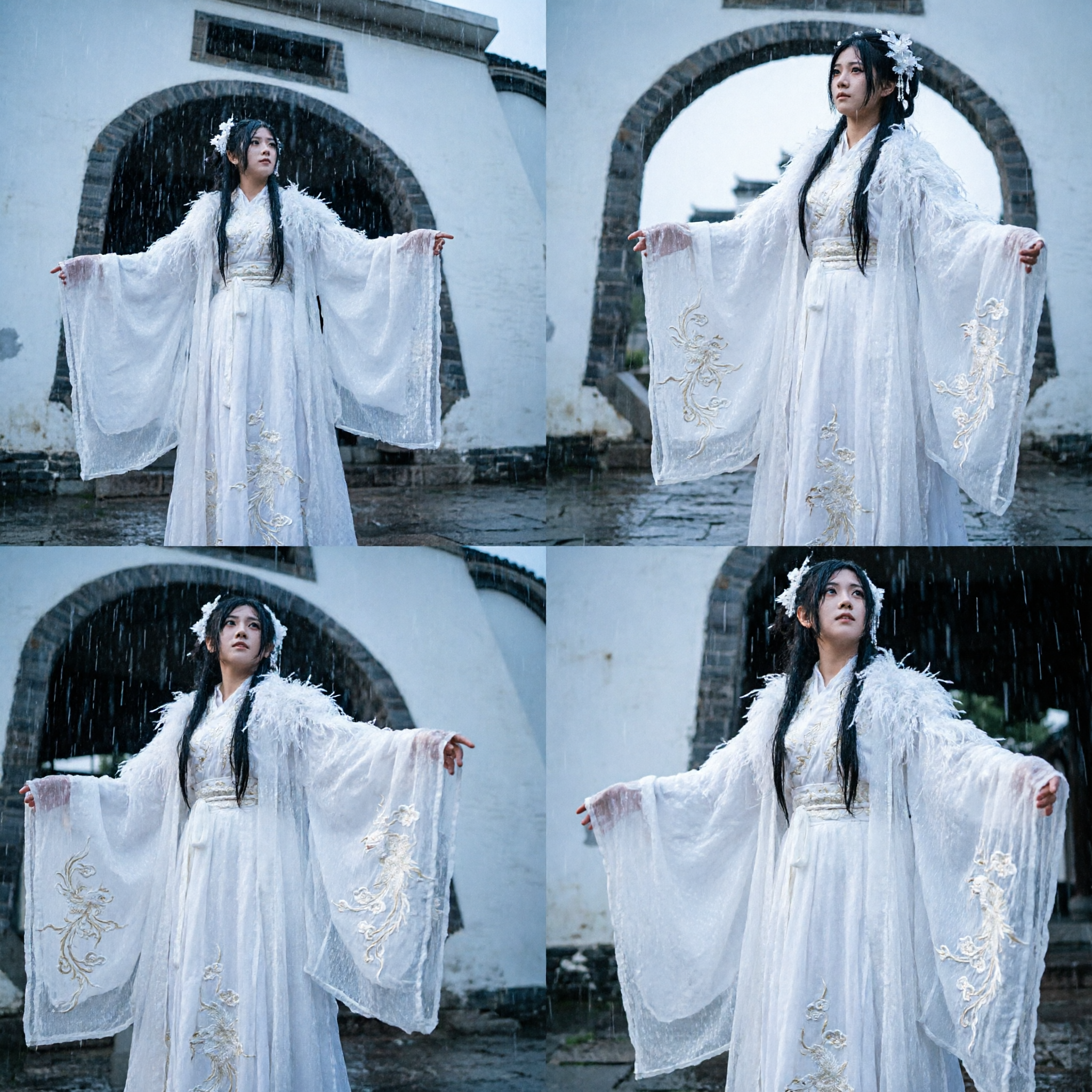 Elegante Witte Hanfu Traditioneel Chinese Antieke Kostuum Vrouwen Vloeiende Feejurk voor Cosplay en Optreden - Asian Costume