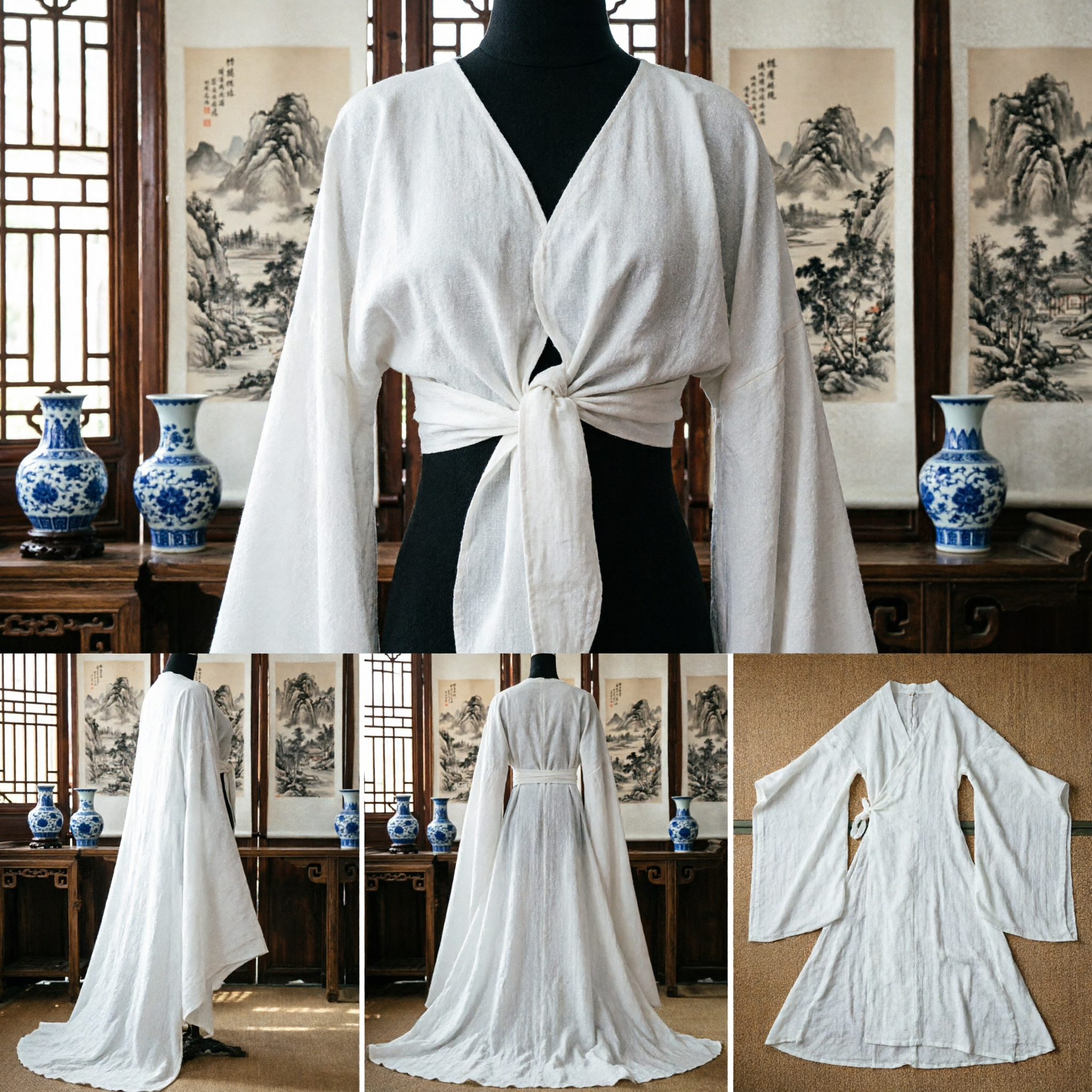 Sous-vêtement Hanfu traditionnel chinois à manches d'eau blanches, pour spectacle d'opéra de Pékin - Asian Costume