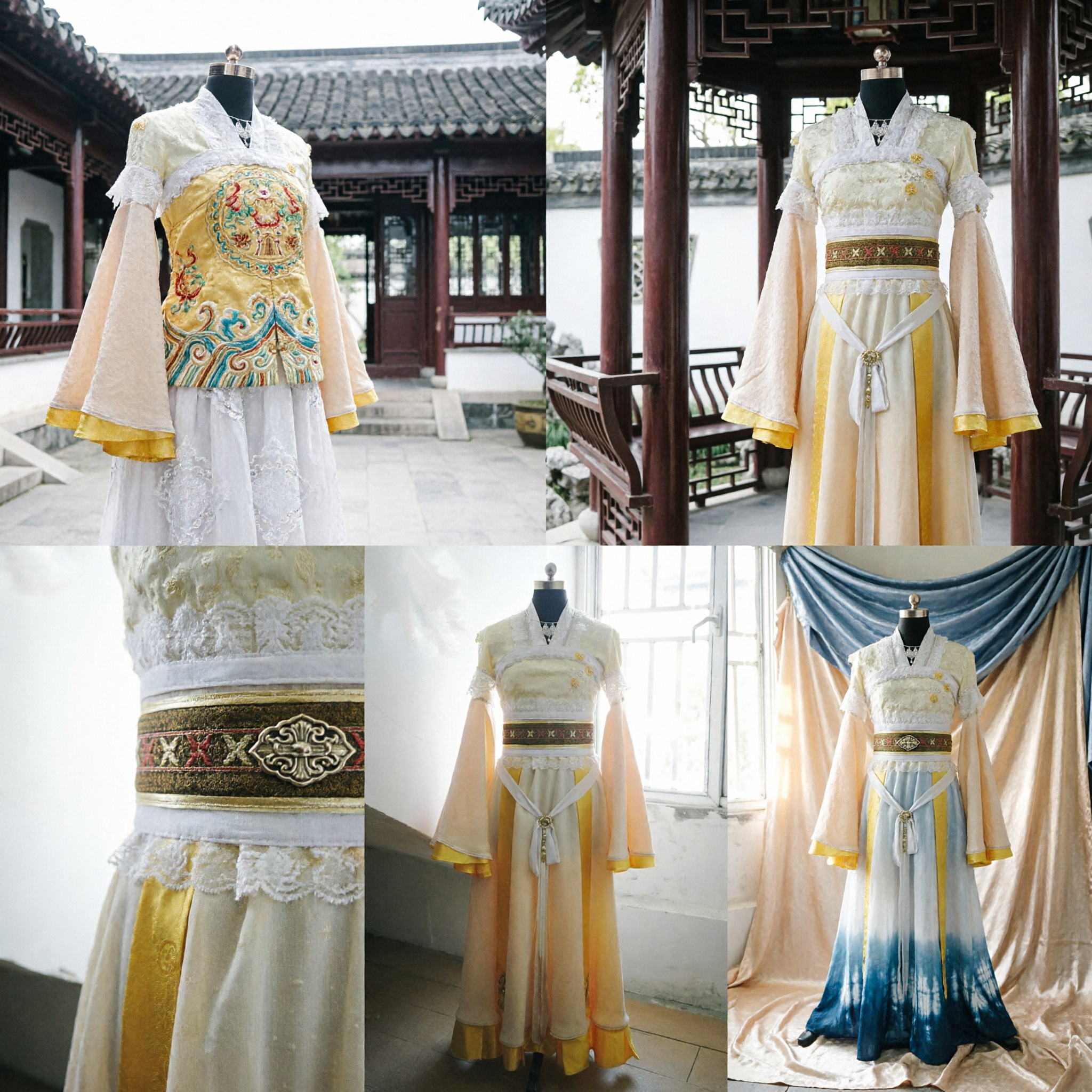 Elegante costume da principessa antico Hanfu tradizionale cinese, abito a gradiente giallo per donne per cosplay storico e spettacoli sul palco - Asian Costume
