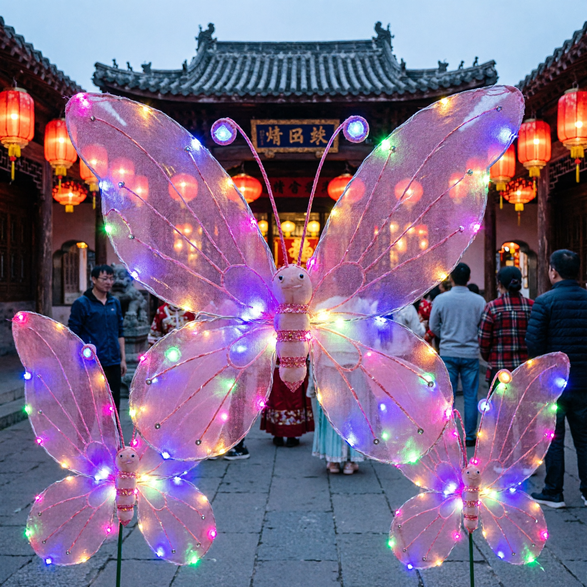 Alas de Mariposa de Hada Grandes con Luces LED en un Palo, Accesorio para Trajes de Danza en Desfiles de Carnaval y Presentaciones en Escenario - Asian Costume