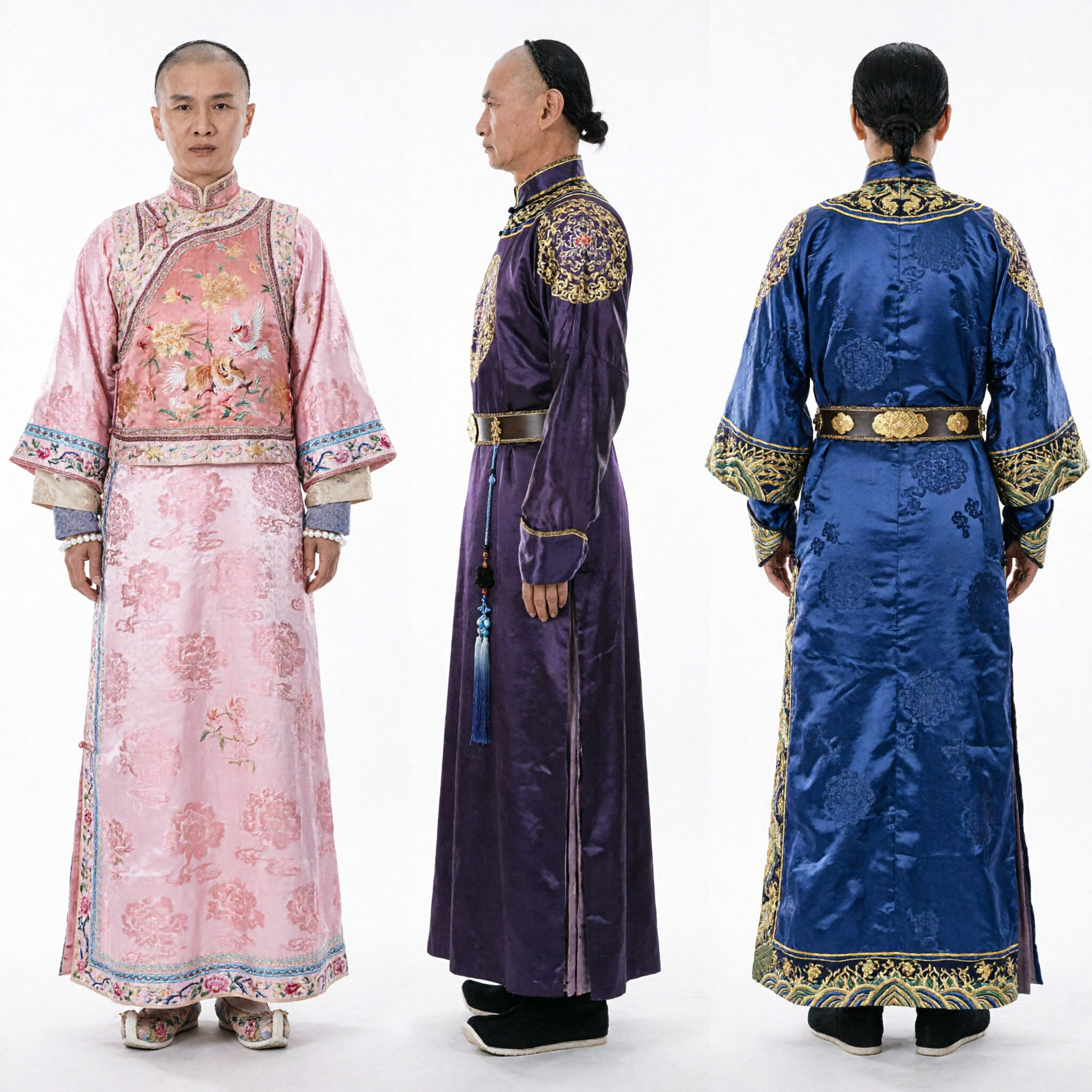 Qing Dynastie Oud-Chinees Adellijk Paar Kostuum Set Man Zwarte Cape Gewaad Vrouw Roze Jurk voor Cosplay - Asian Costume