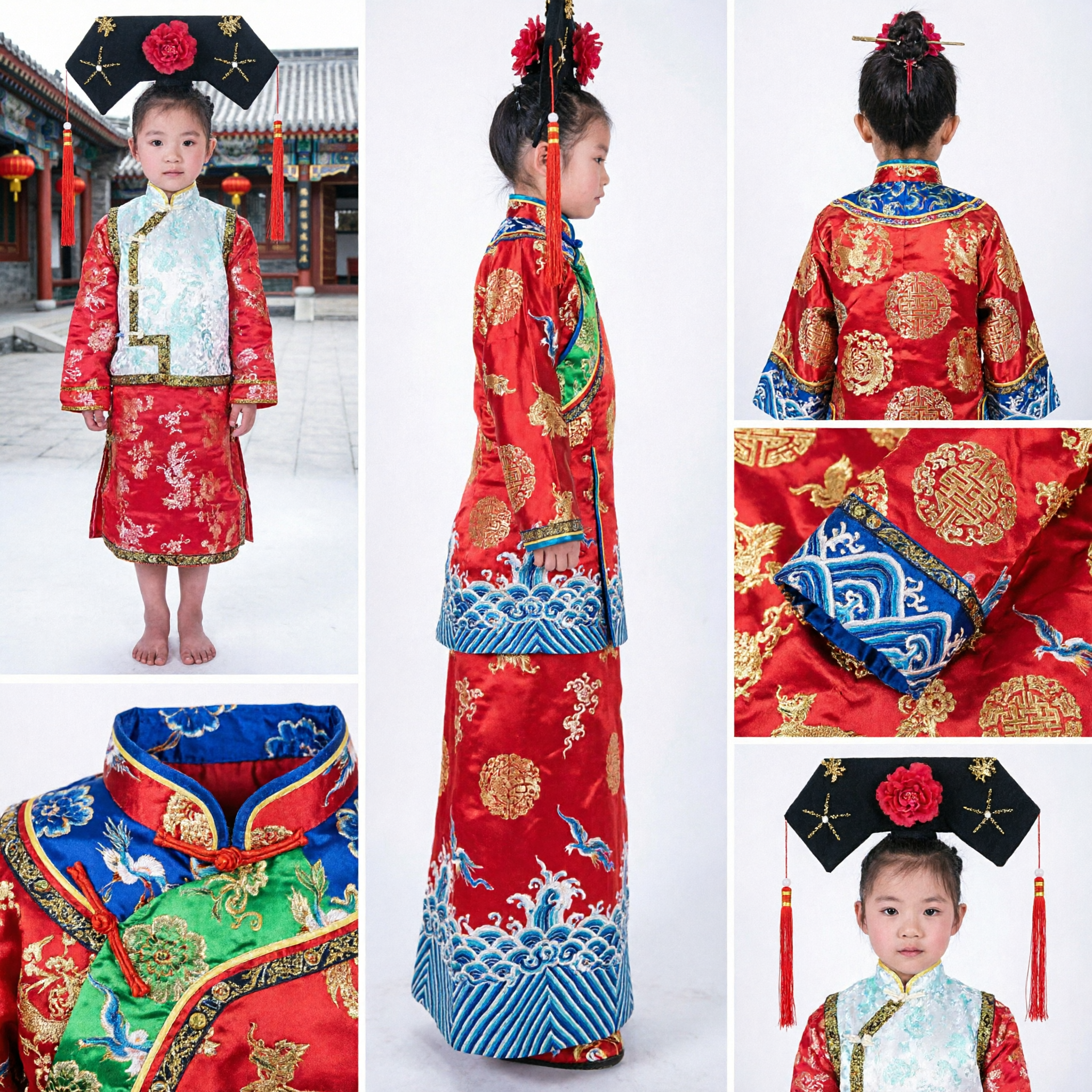 Kinder traditionelles chinesisches Neujahrs-Tang-Anzug-Kostümset Junge Mädchen Festaufführungsbekleidung - Asian Costume
