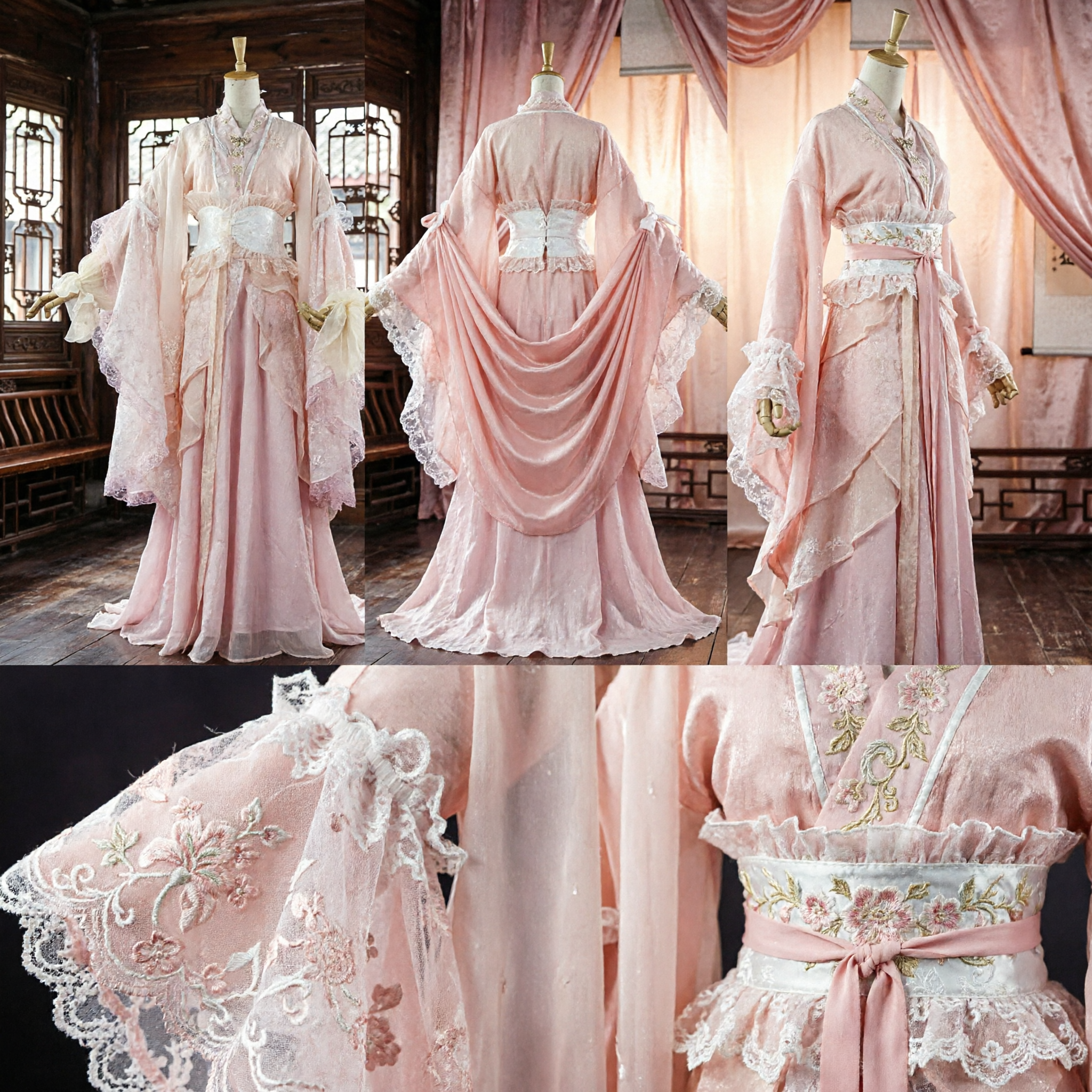 Elegancki Różowy Tradycyjny Chiński Hanfu Starożytny Strój Suknia Wróżki dla Kobiet Cosplay Występ Sceniczny - Asian Costume