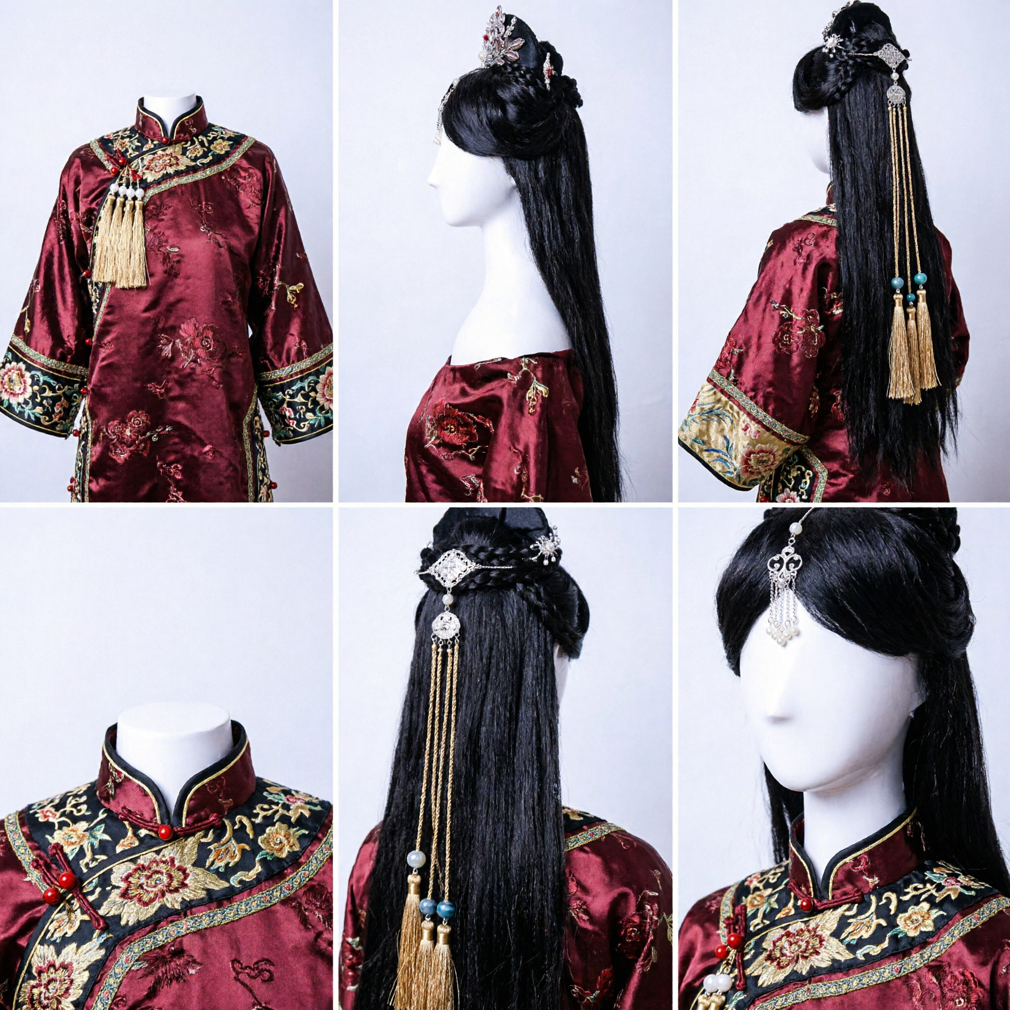 Peluca Hanfu China Antigua Tradicional con Tocado de Perlas Plateadas para Mujer, Cosplay de Princesa Noble - Asian Costume