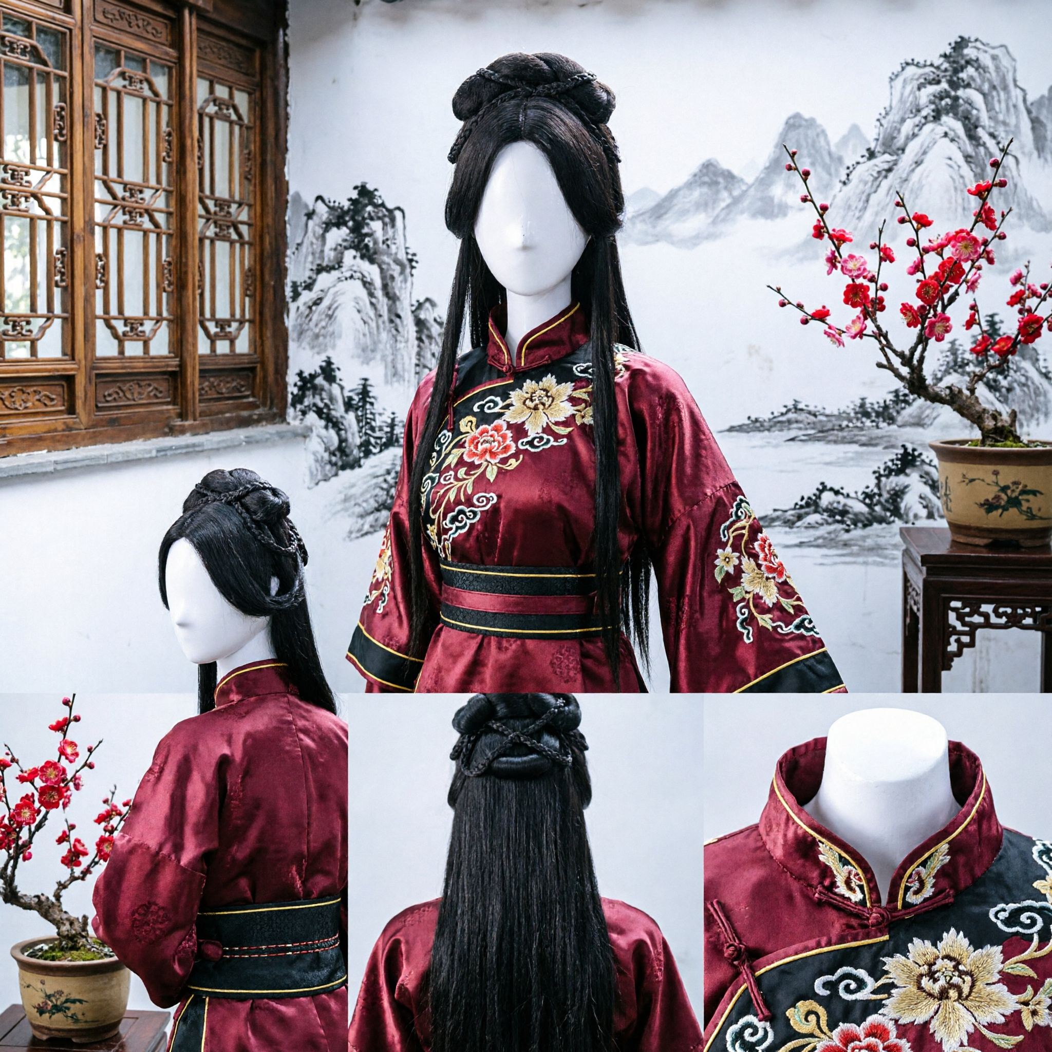 Peluca Hanfu China Antigua, Accesorio Capilar de Moño Alto Trenzado Negro, Peluca de Princesa Tradicional para Cosplay de Mujer - Asian Costume