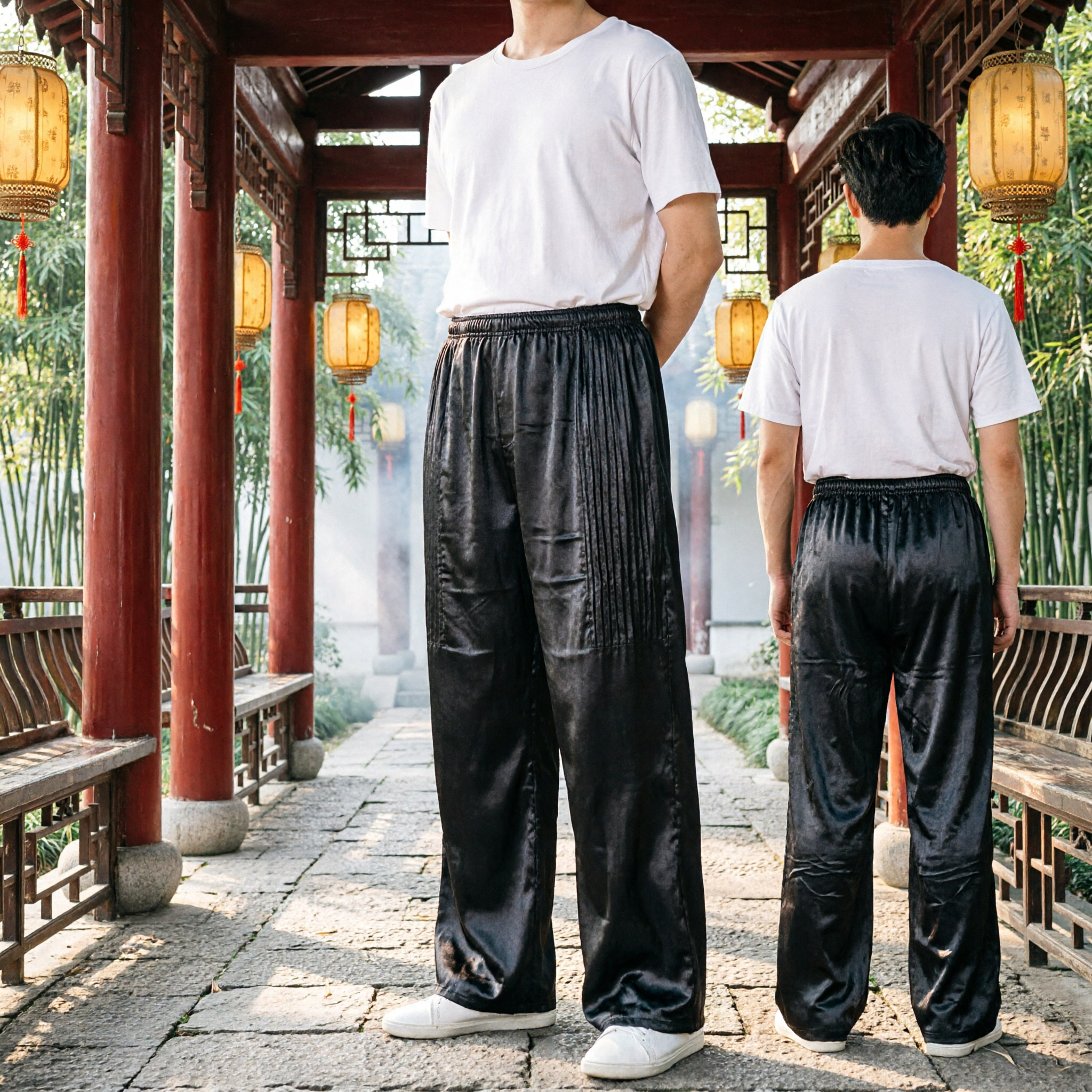 Pantalones de Kung Fu Tradicionales Chinos para Hombres, Negros y Holgados, Pantalones de Tai Chi y Artes Marciales para Práctica y Actuación - Asian Costume