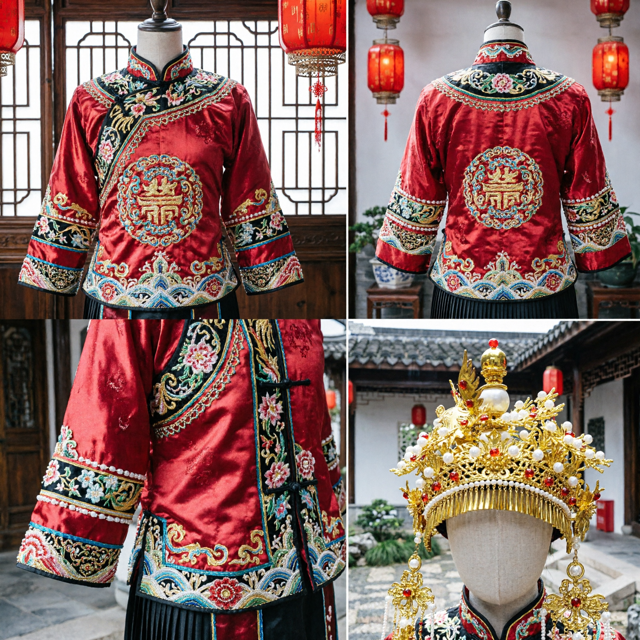 تاج العنقاء الصيني التقليدي الذهبي، إكليل إمبراطورية مع لآلئ، إكسسوار رأس لزي هانفو القديم لحفل الزفاف - Asian Costume