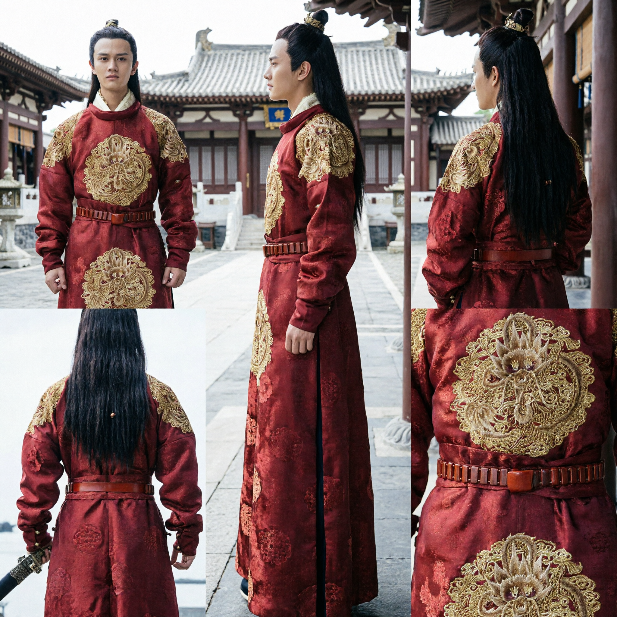 Traditionelles chinesisches Tang-Dynastie-Rot-Stickerei-Gewand Männer-Antikes-Prinz-Hanfu-Kostüm für Cosplay - Asian Costume