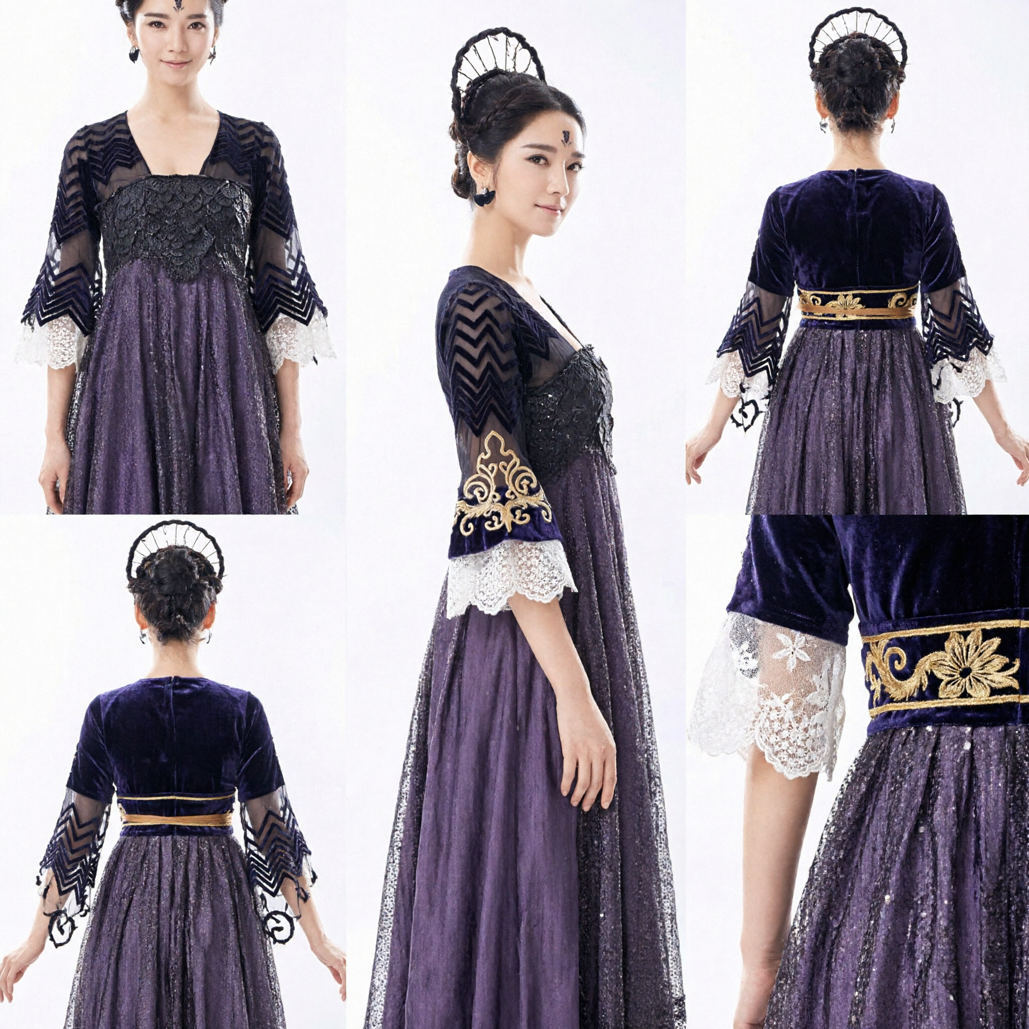 Costume Antico Cinese da Principessa Xianxia Abito Hanfu Nero Viola Tenuta Tradizionale per Donne Cosplay Dramma Fantasy - Asian Costume