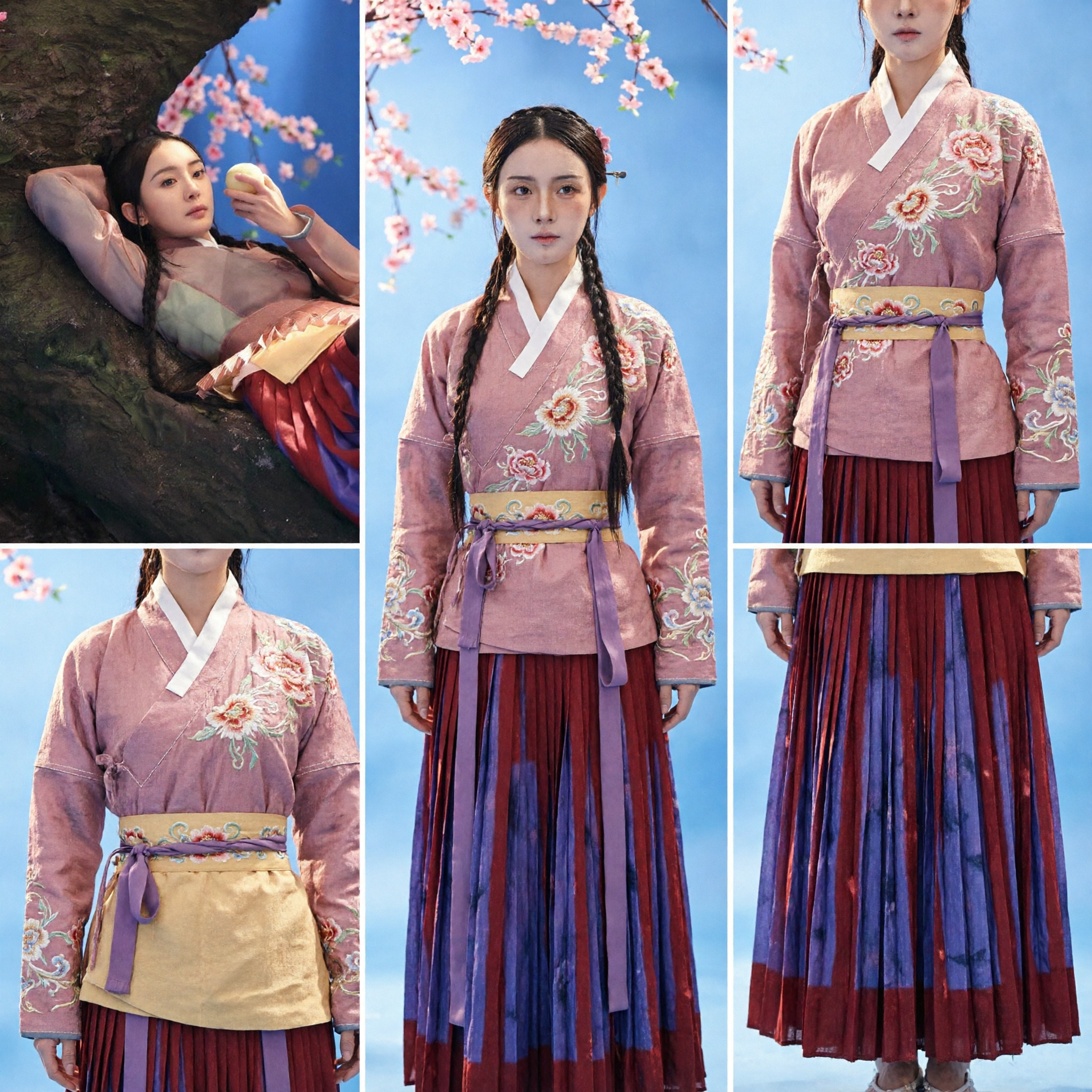 Traditionelles Chinesisches Hanfu-Kostüm für Frauen, antikes Feenkleid mit pinkem transparentem Oberteil für Cosplay-Fotografie - Asian Costume