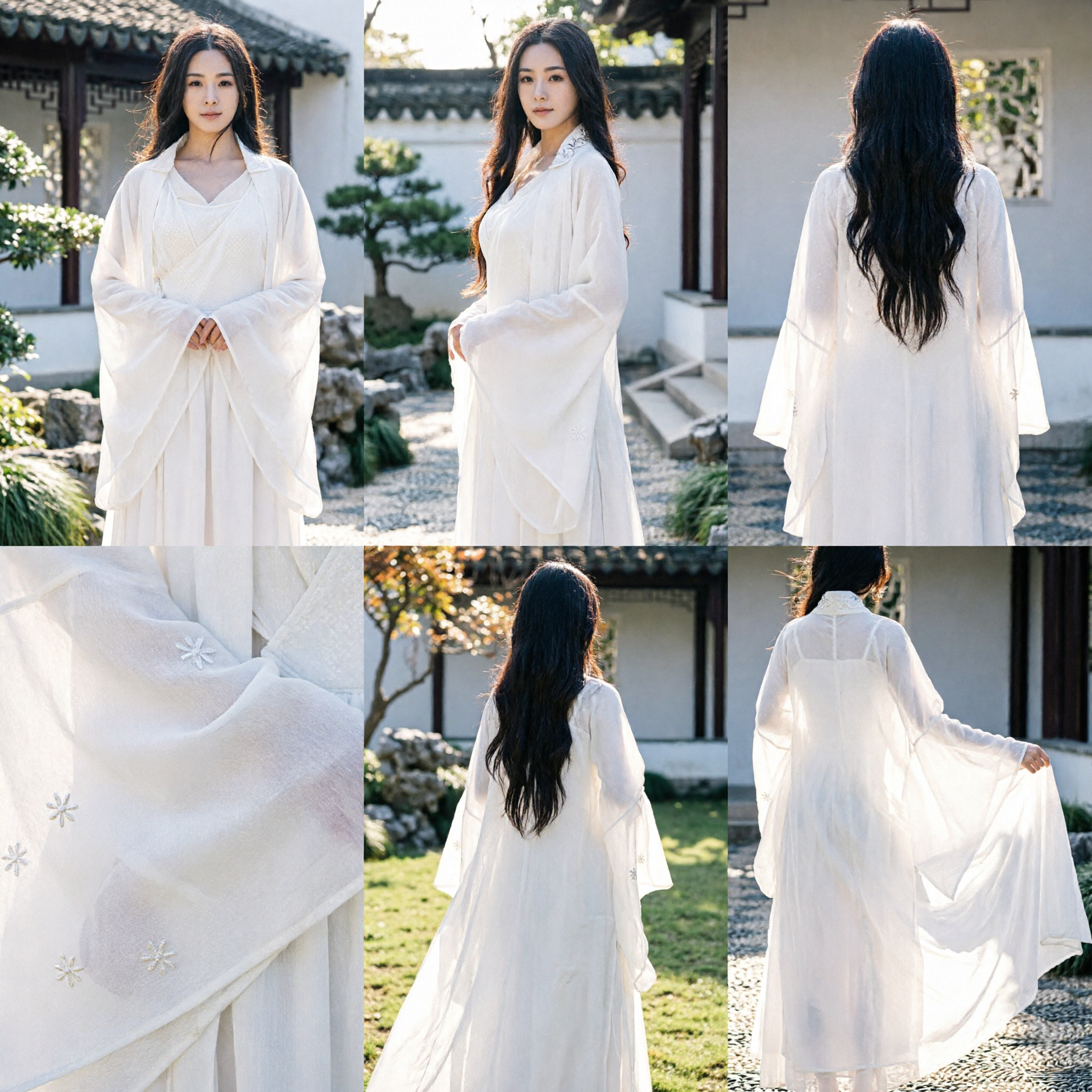 Traditionelles chinesisches Hanfu Weißes Feenkleid Antikes Kostüm Langarm Chiffon Kleid für Frauen Cosplay Fotografie - Asian Costume