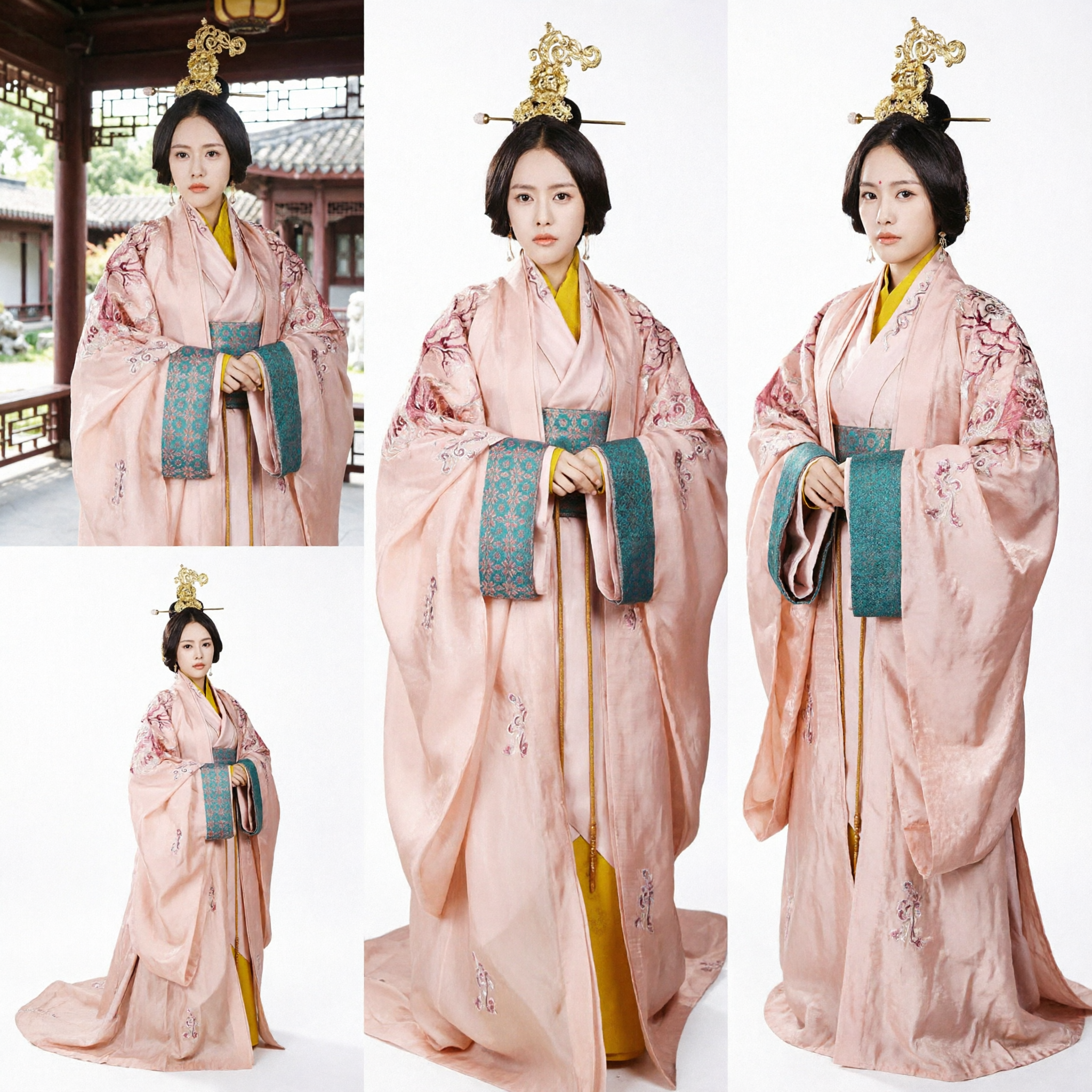 우아한 고대 중국 한푸 공주 복장 핑크색 자수 로브 여성용 역사 코스프레 공연 - Asian Costume