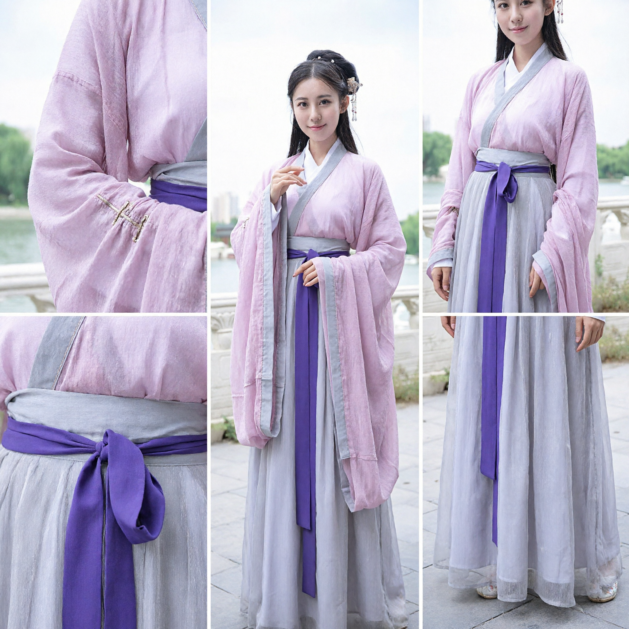 Elegantes rosa und lila traditionelles chinesisches Hanfu Antikes Kostüm für Frauen Historisches Cosplay Auftritt - Asian Costume