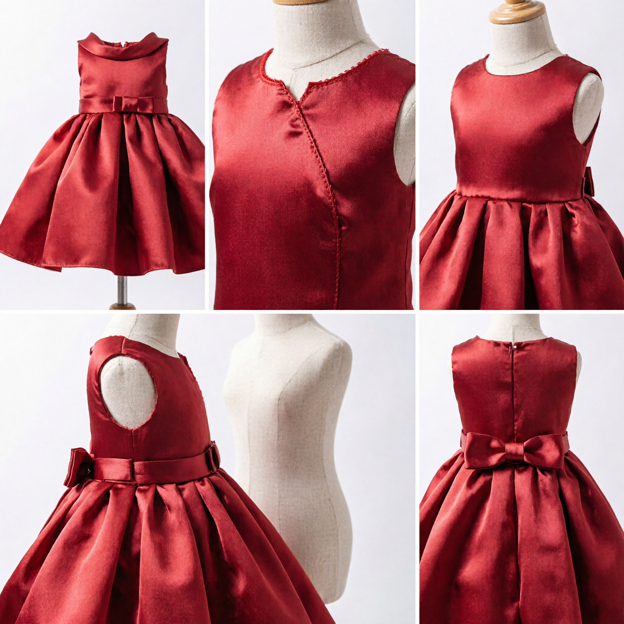 Elegant Red Baby Girl Princess Dress with Large Bowknot for Wedding Flower Girl Party Formal Wear - Asian Costume