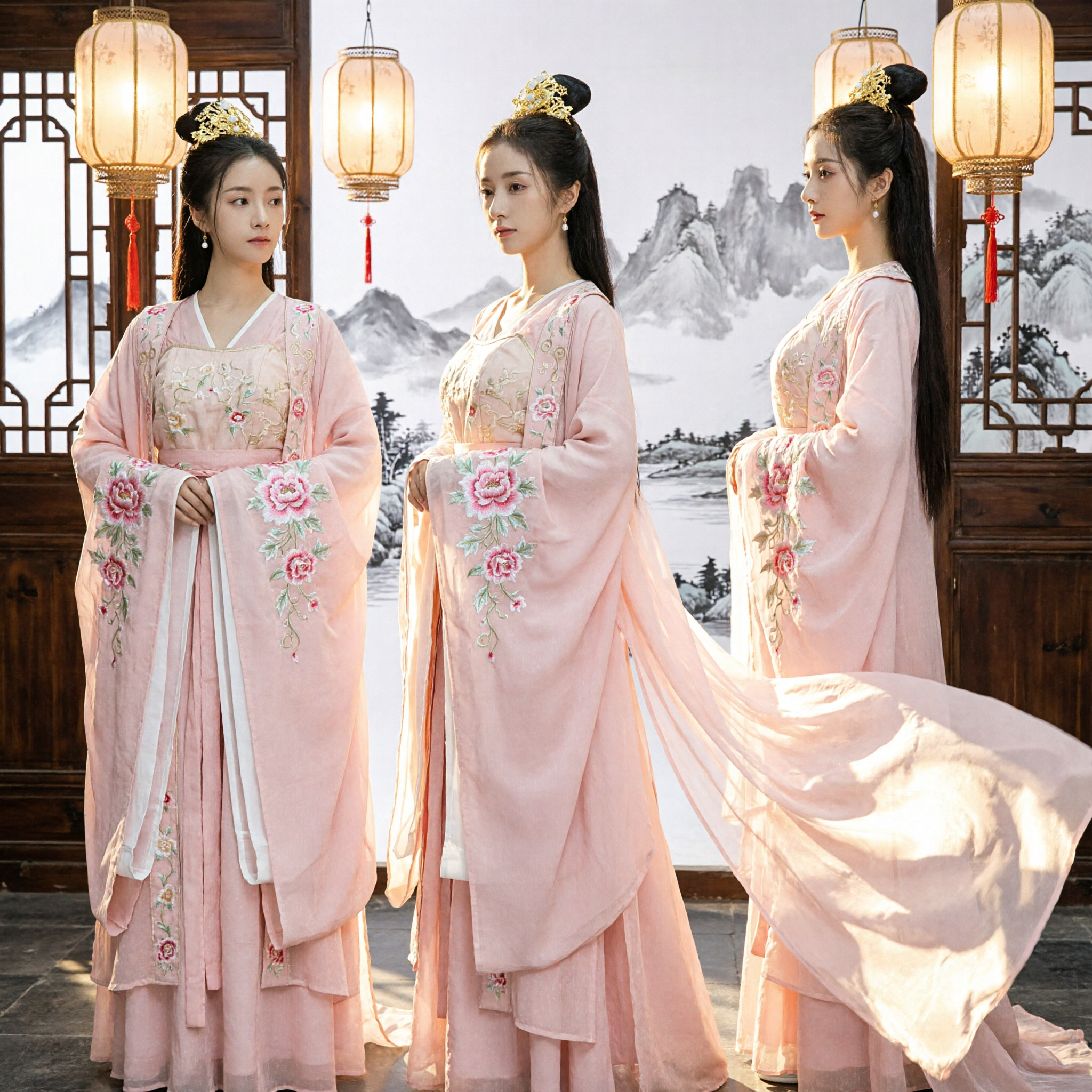 Dames Roze Traditionele Chinese Hanfu Kostuum Oude Tang Dynastie Prinses Jurken voor Cosplay en Fotografie - Asian Costume