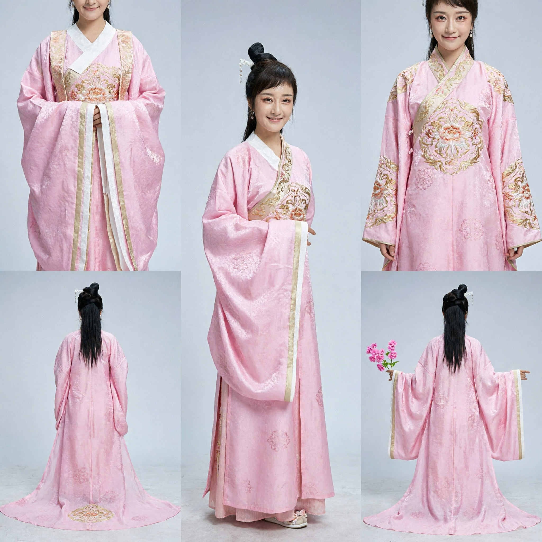 엘레강스 핑크 전통 중국 한푸 고대 공주 의상 (여성 역사 드라마 코스프레 드레스 아웃핏) - Asian Costume