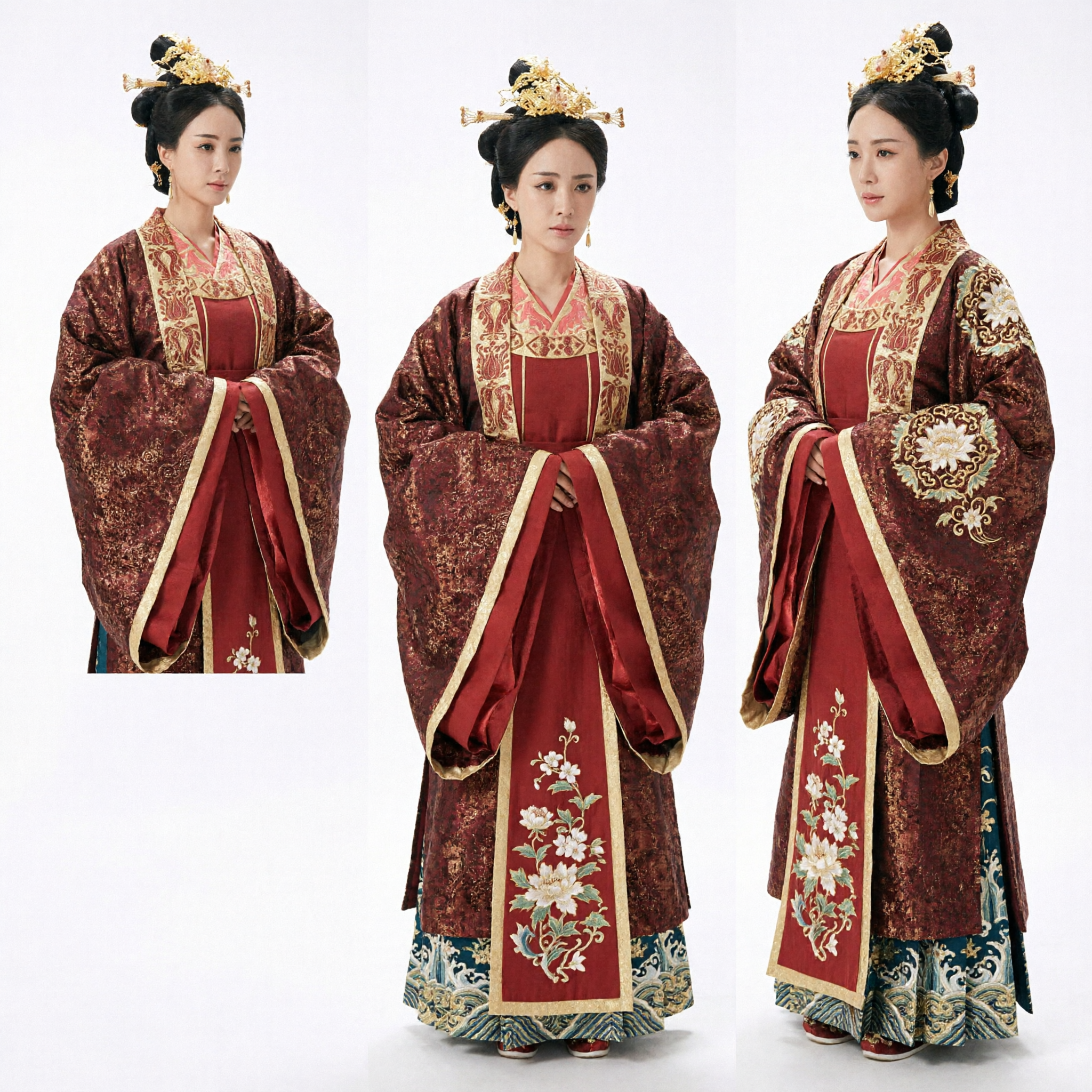 Costume d'impératrice chinoise ancienne, robe Hanfu rouge avec broderie dorée pour femmes, pour cosplay et performance historique - Asian Costume