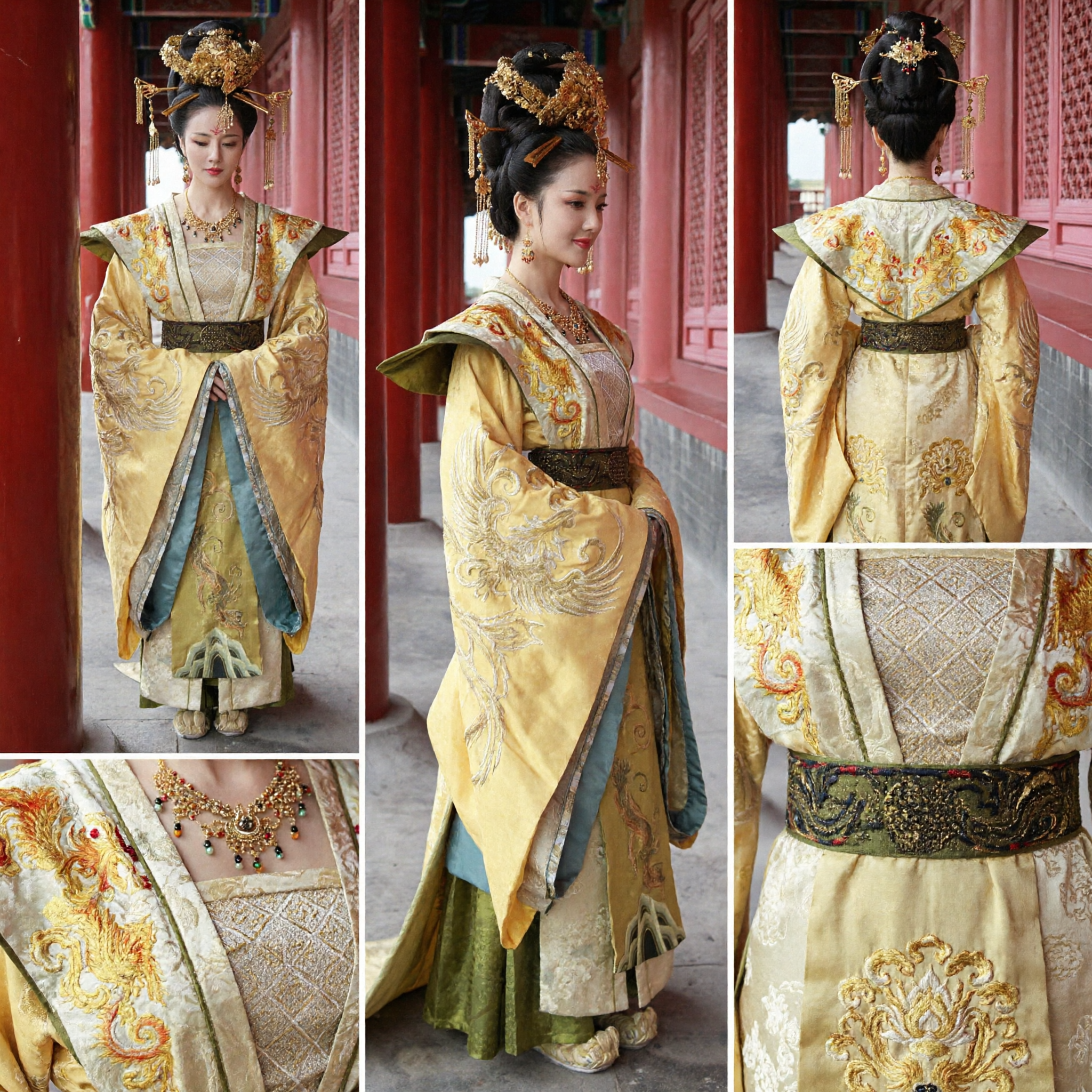 Ancient Chinese Tang Dynasty Empress Costume Yellow Palace Lady Hanfu Traditional Dress for Women Cosplay - Asian Costume