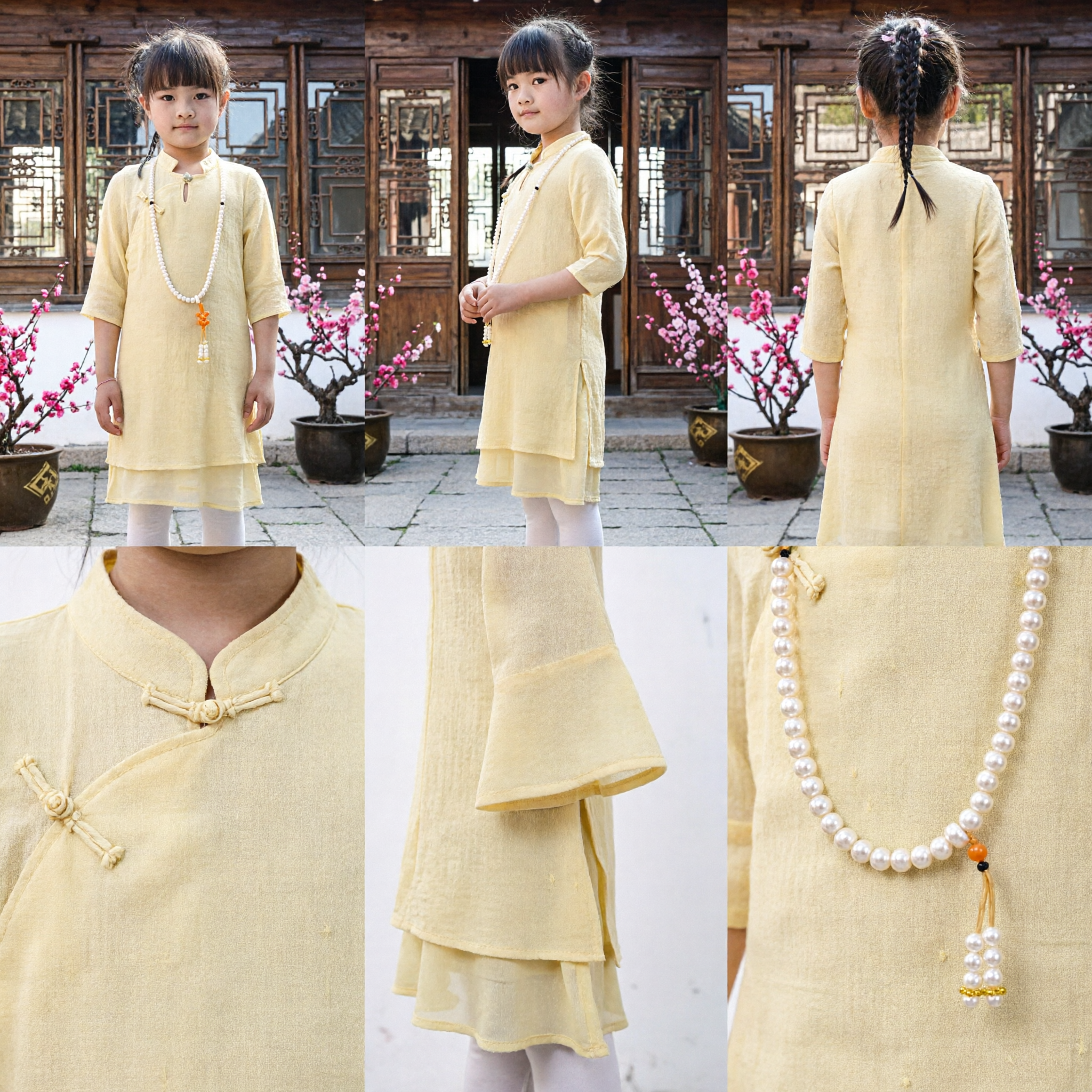 Conjunto Tradicional Indio Kurta Amarillo para Niñas, Ropa Étnica para Fiestas y Festivales - Asian Costume
