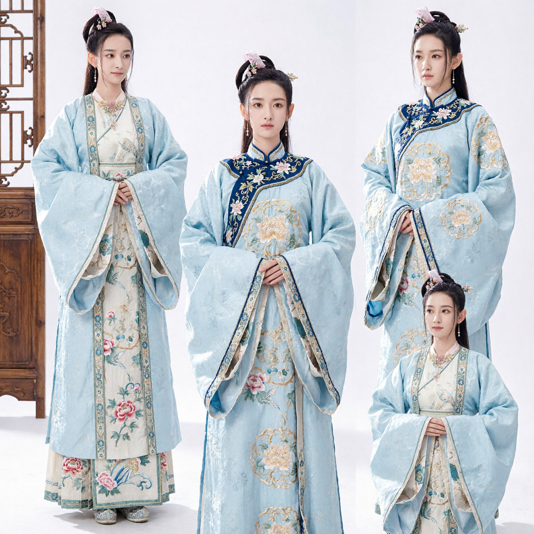 Lichtblauw Antiek Chinees Hanfu Kostuum Elegante Prinses Jurken voor Dames Periode Drama Cosplay - Asian Costume