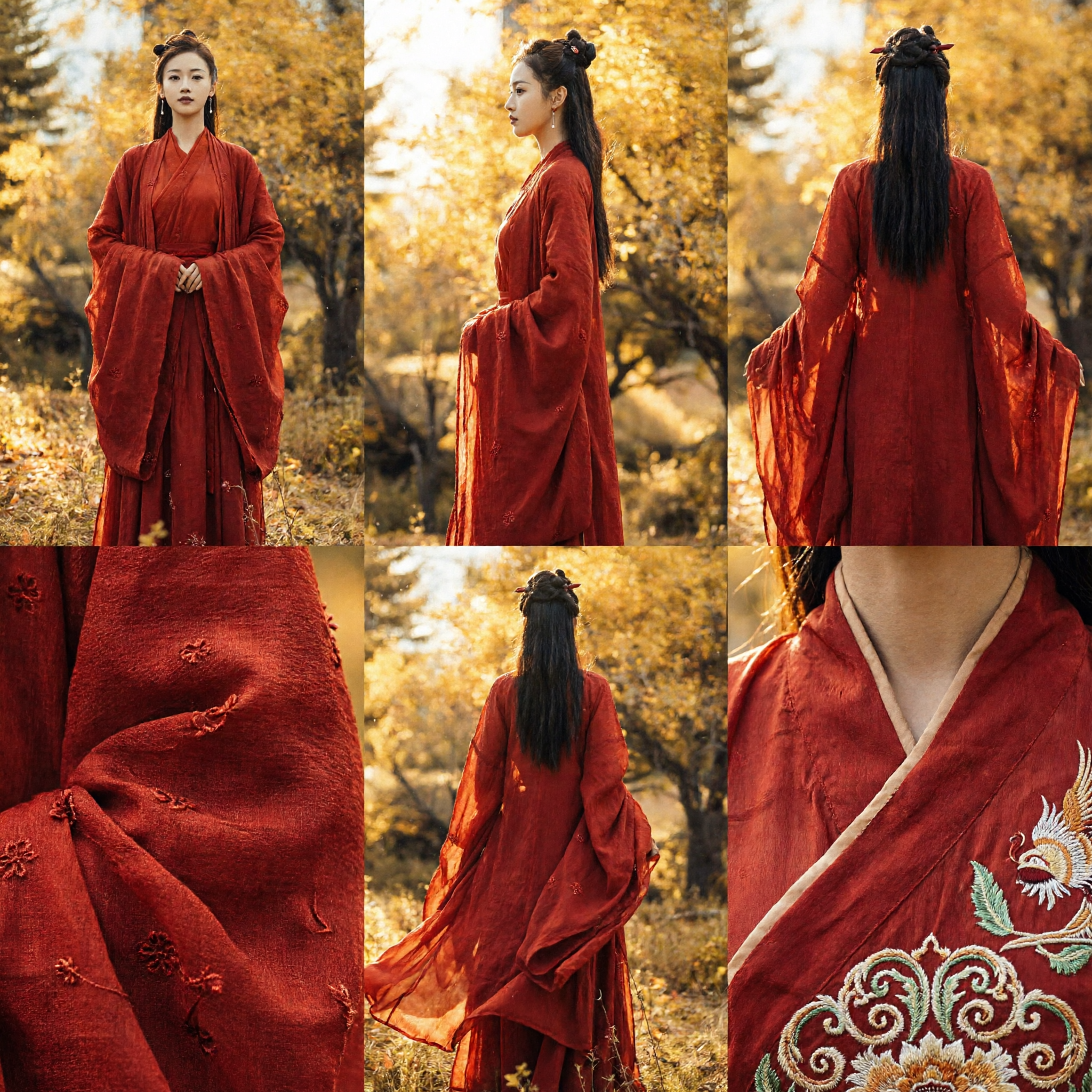 Abito Hanfu Rosso dell'Antica Cina Wuxia, Costume da Spadaccina per Cosplay Femminile, per Fotografia e Spettacoli - Asian Costume