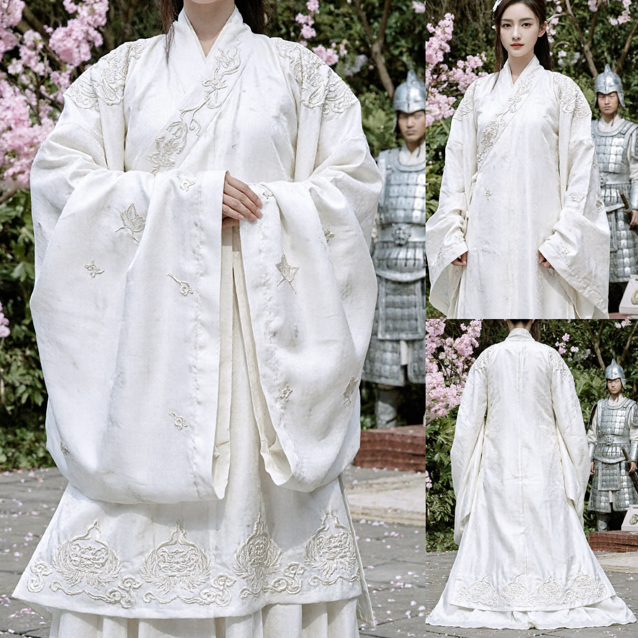 Elegante Hanfu Tradicional Chinês Branco Traje Antigo para Mulheres para Drama Histórico e Performance de Pipa - Asian Costume