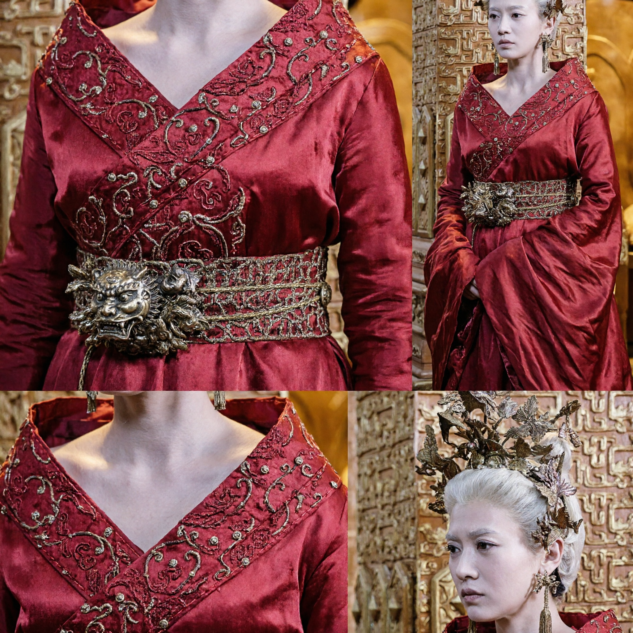 Oude Chinese Rode Keizerin Hanfu Kostuum Traditionele Prinsesjurk met Gouden Hoofdtooi voor Vrouwen Cosplay Optreden - Asian Costume