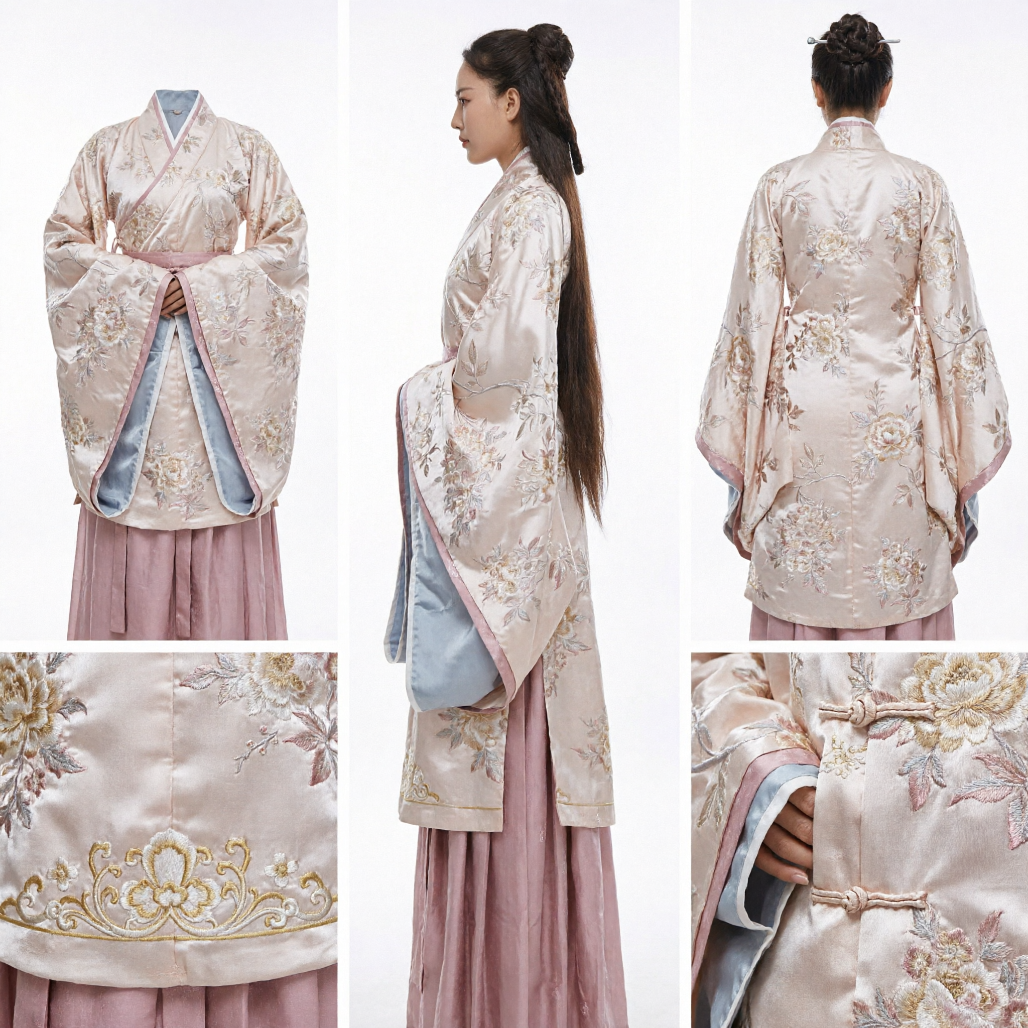 Traje Tradicional Chinês Hanfu para Mulheres Vestido Floral Antigo de Dama do Palácio Traje de Cosplay para Drama Histórico - Asian Costume