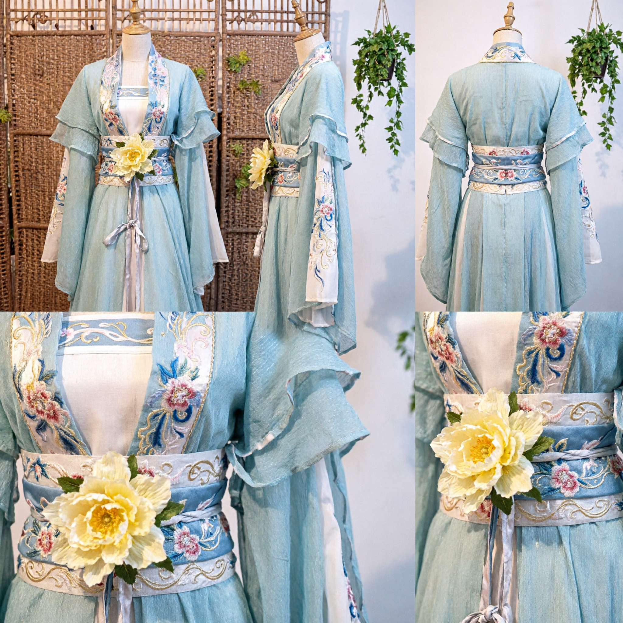 Traje Antigo Tradicional Chinês Hanfu da Dinastia Tang Azul Claro Vestido de Fada para Cosplay e Performance - Asian Costume
