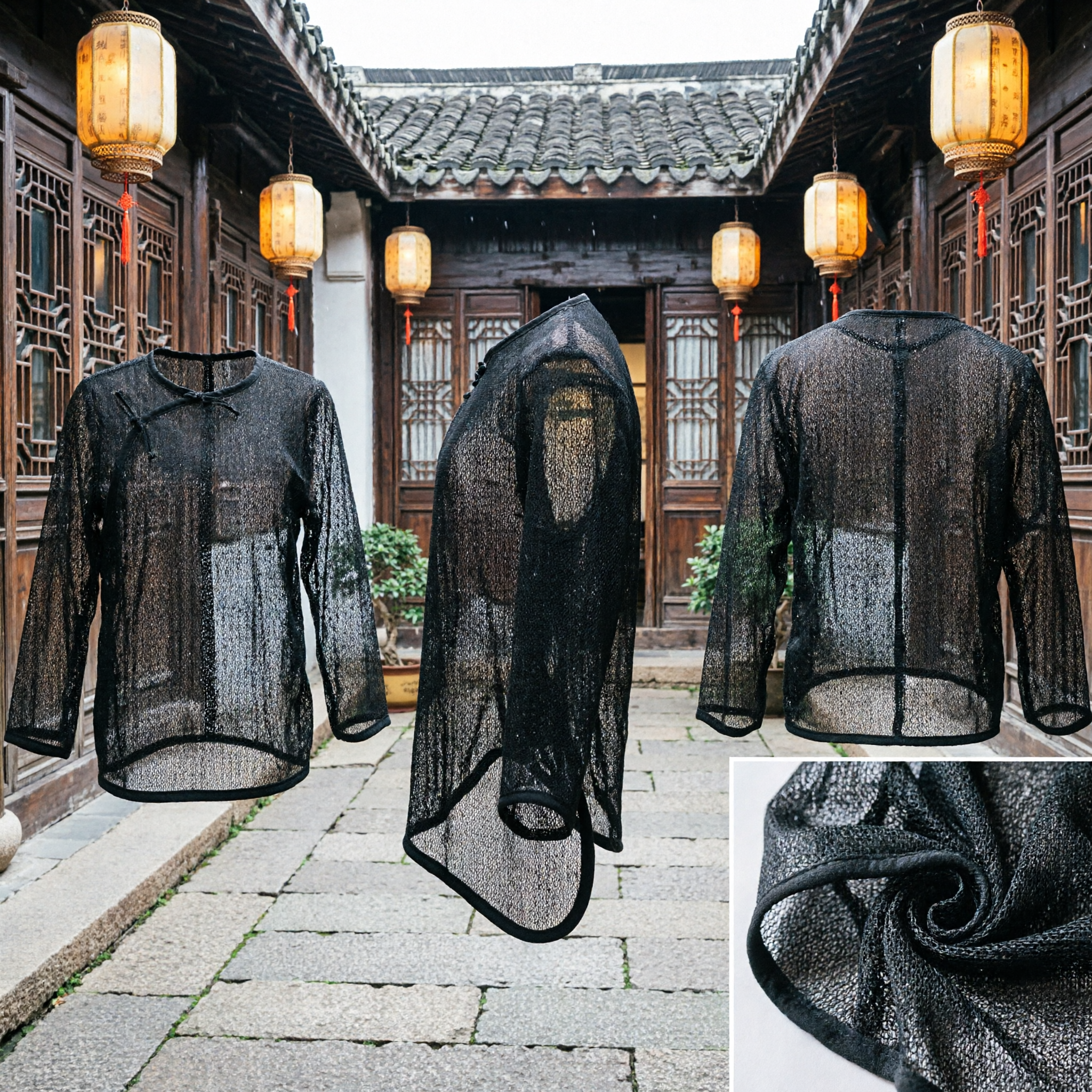 Sombrero con Velo de Malla Negra Tradicional Chino, Tocado Antiguo de Caballero Andante Wuxia para Cosplay de Traje Hanfu - Asian Costume