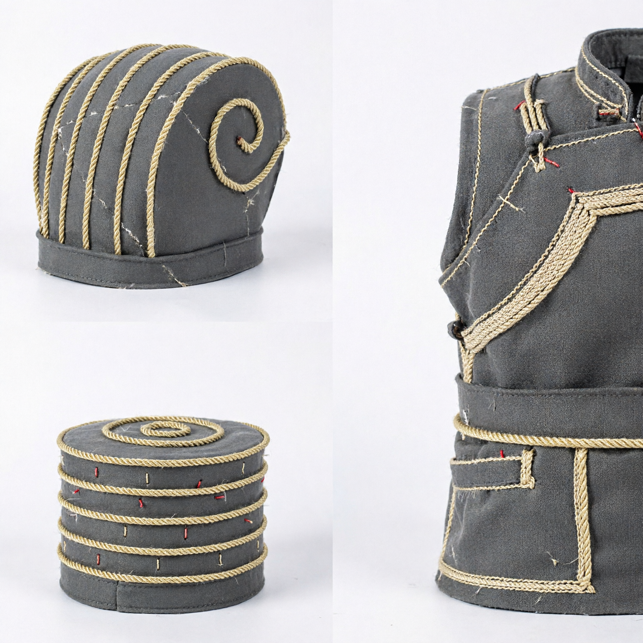 Традиционная древняя китайская официальная шляпа черного цвета с золотым шнуром-спиралью для косплея, аксессуаров Ханфу и театра - Asian Costume