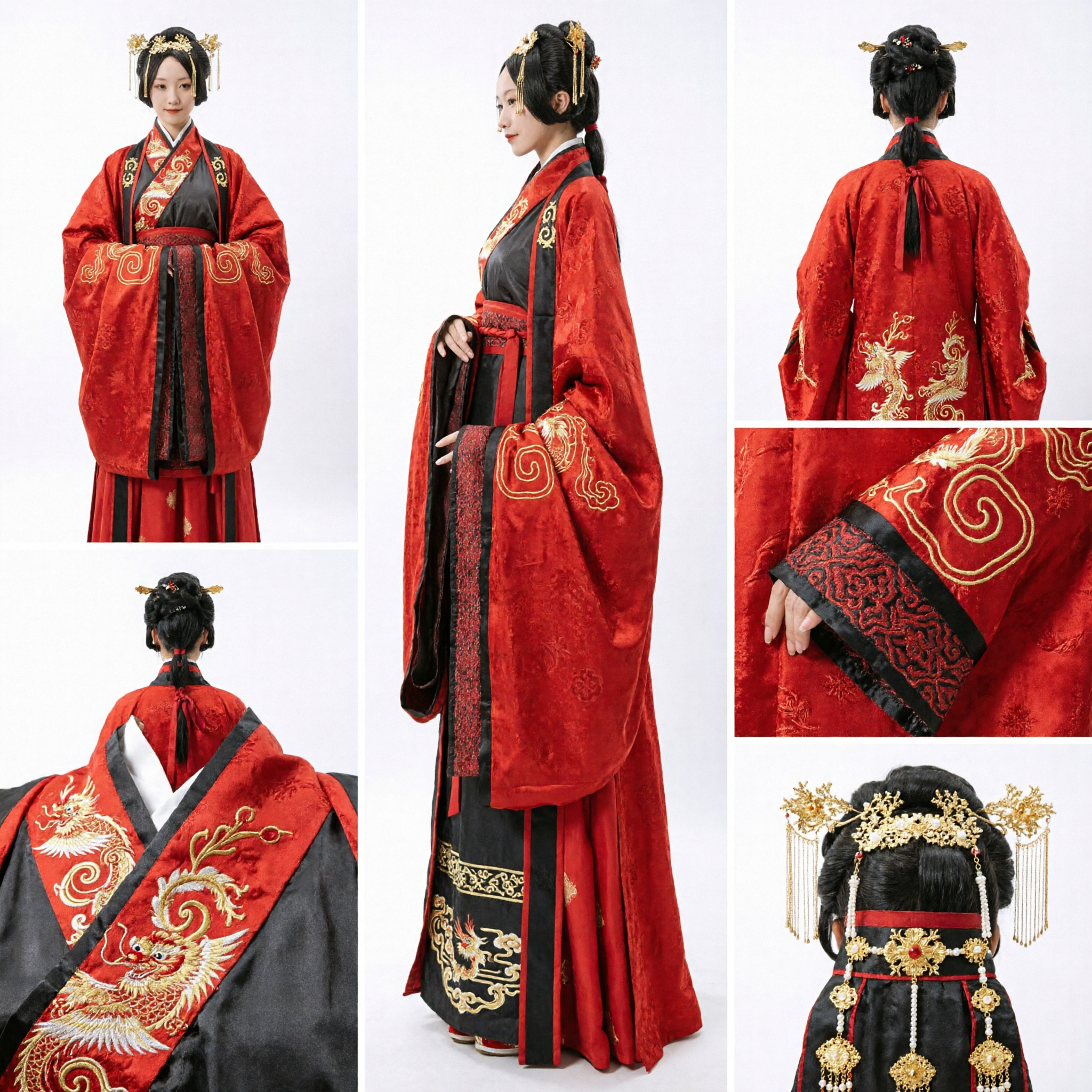 Oud Chinees Han-dynastie Rode Quju Hanfu Kostuum Traditionele Keizerin Bruidsjurk voor Vrouwen Historische Cosplay - Asian Costume