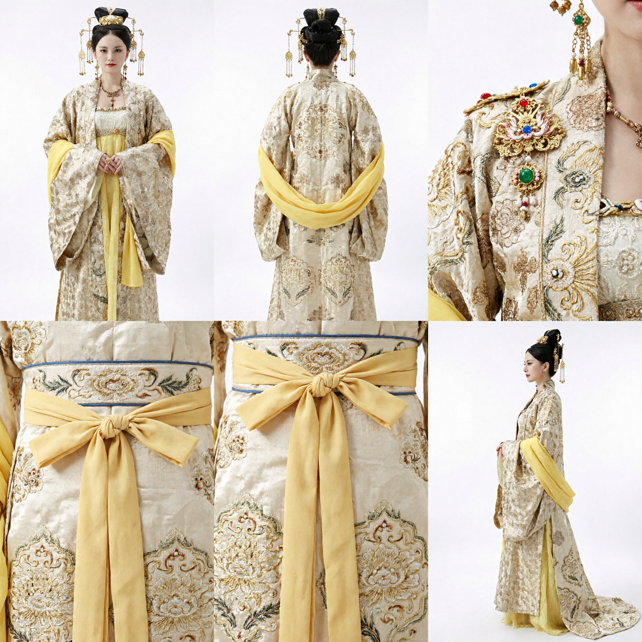 Antikes chinesisches Tang-Dynastie-Kaiserinnen-Kostüm, goldbesticktes Hanfu-Kleid für Frauen, Cosplay-Auftritt - Asian Costume