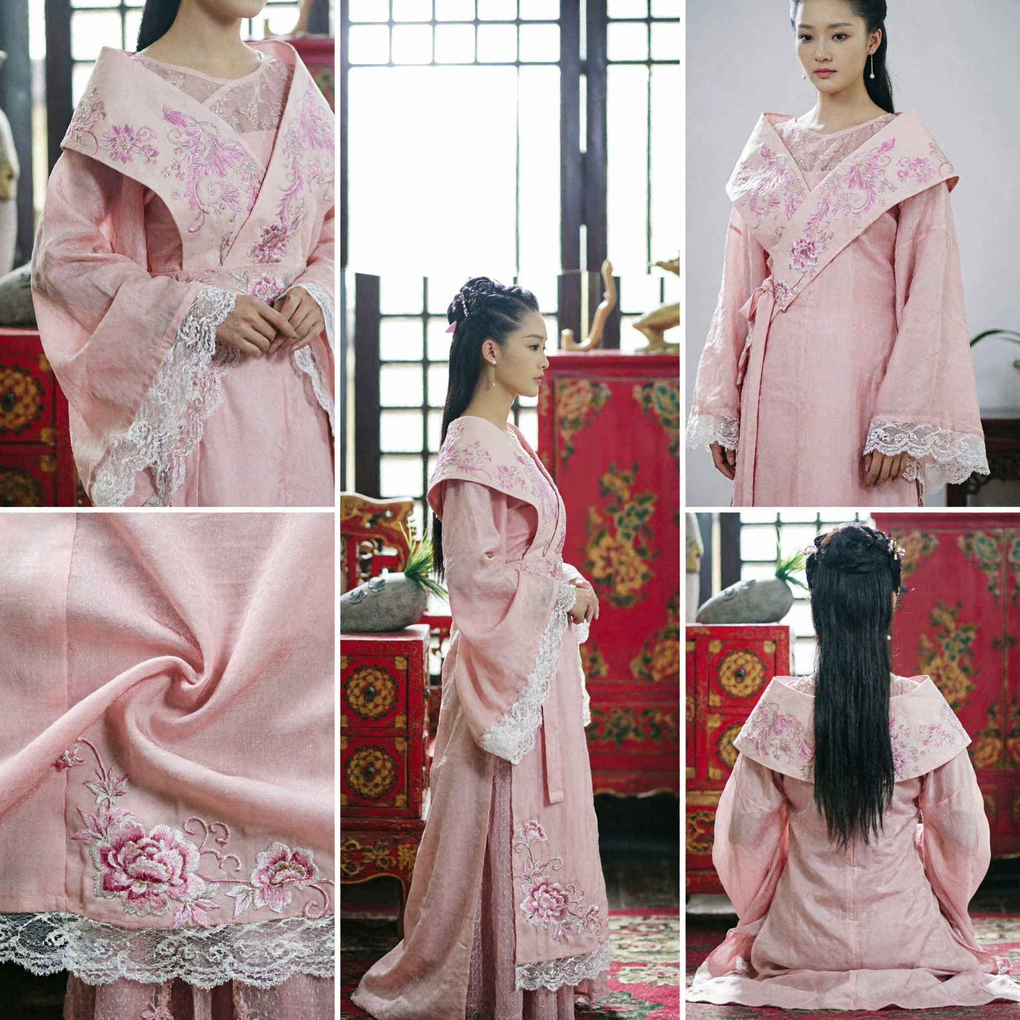 Traditionelles chinesisches rosa Hanfu-Kostüm, antikes Prinzessinnen-besticktes Kleid für Frauen, Cosplay-Auftritt - Asian Costume
