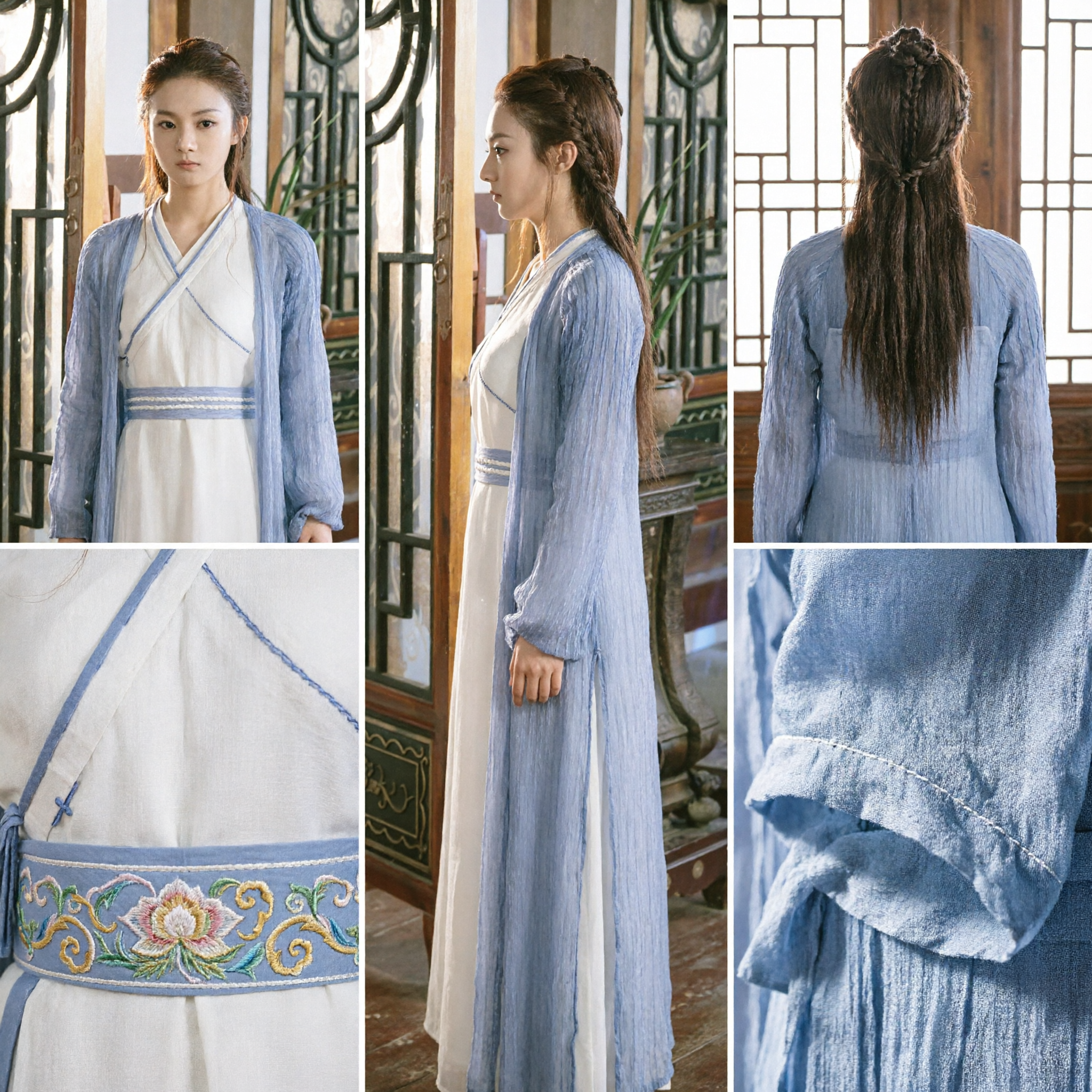 Women's Ancient Chinese Hanfu Blue and White Fairy Dress Traditional Costume for Cosplay and Photography - Asian Costume