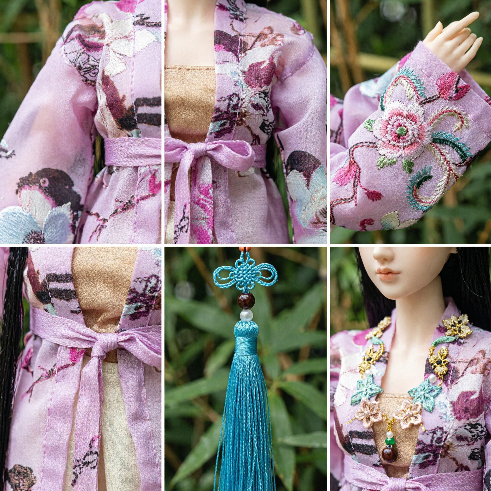 Elegantes rosa chinesisches Hanfu-Traditionalkostüm für BJD-Puppen, antikes Stil-Prinzessinnenkleid mit Fächer und Haarschmuck - Asian Costume