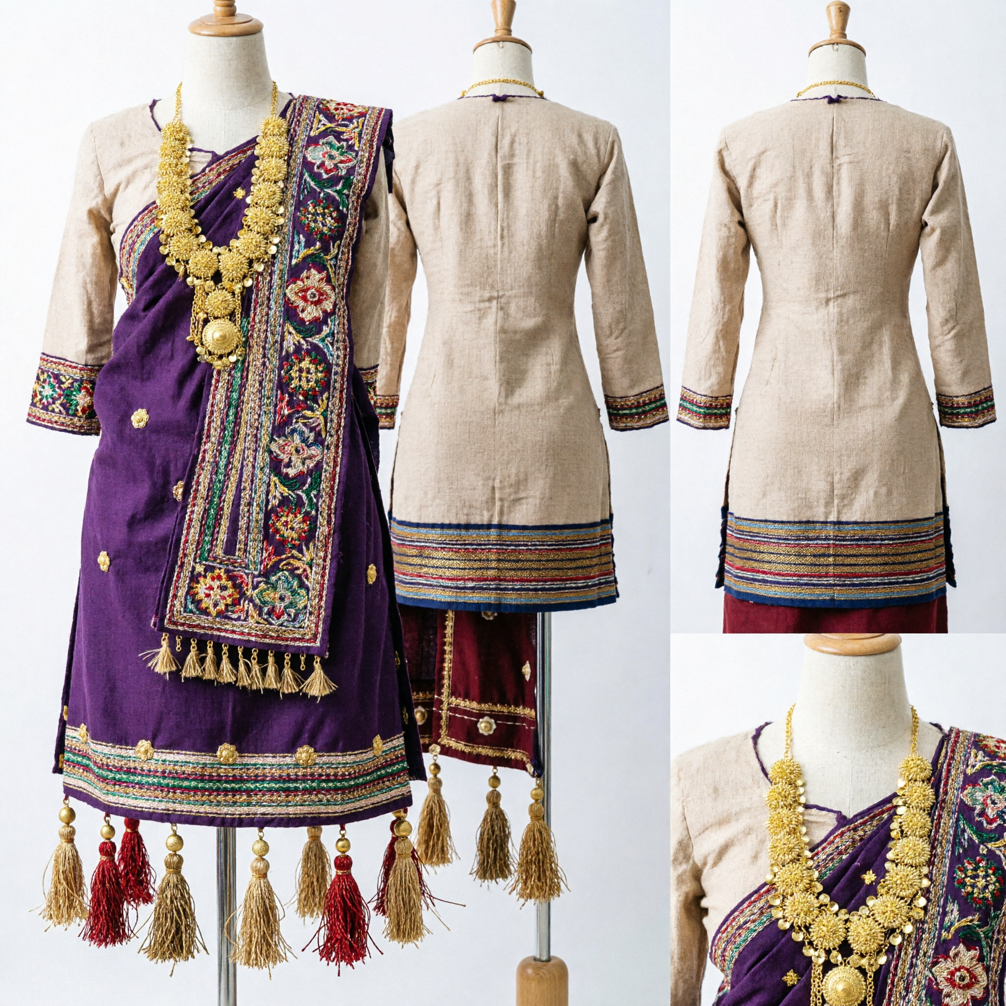 Tradycyjny Indyjski Złoty Naszyjnik z Monetami Kasu Malai Ślubna Biżuteria Etniczny Długi Łańcuch dla Kobiet i Tancerek - Asian Costume