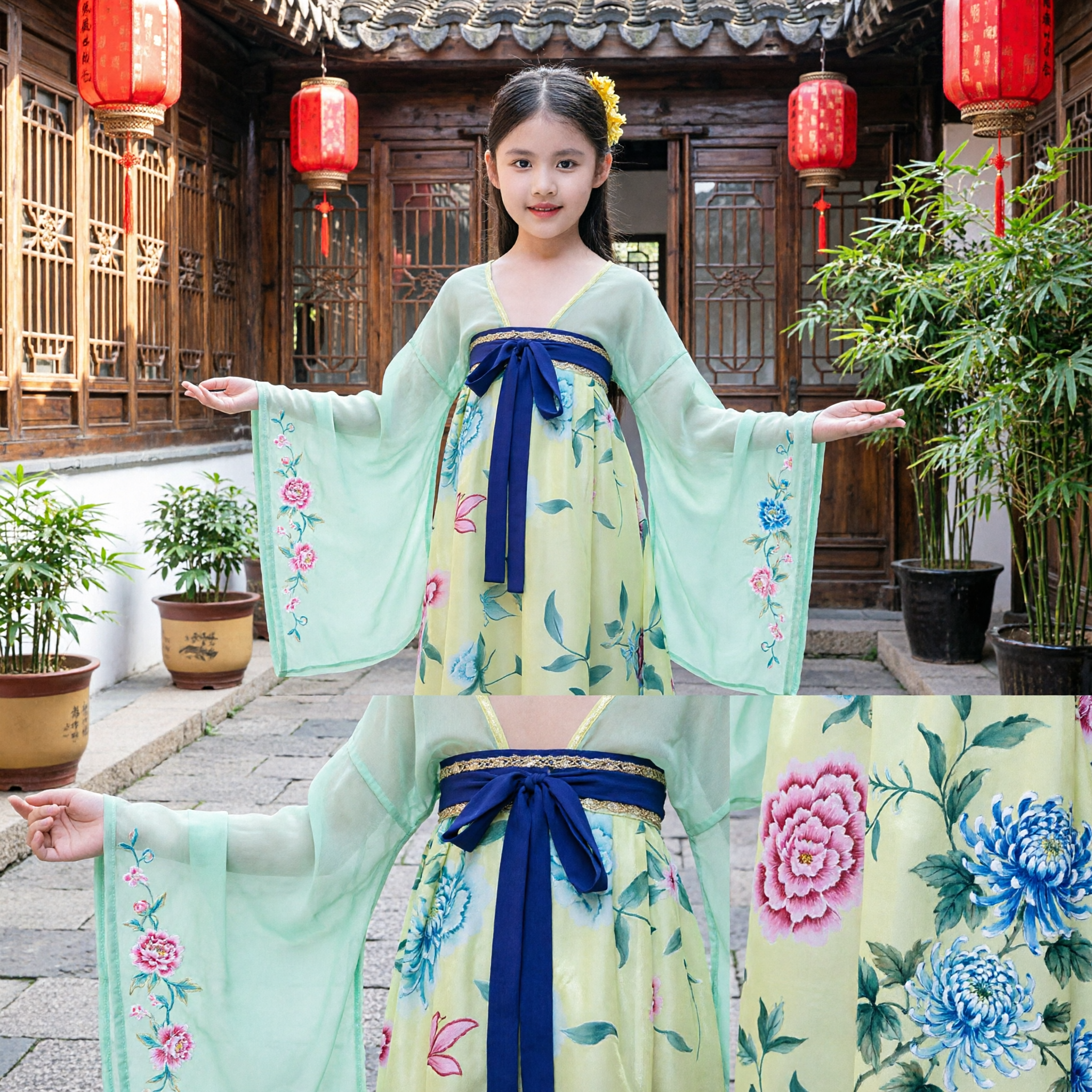 Traje Hanfu Tradicional Chinês para Meninas, Vestido de Fada Antigo da Dinastia Tang para Performance e Festivais Infantis - Asian Costume